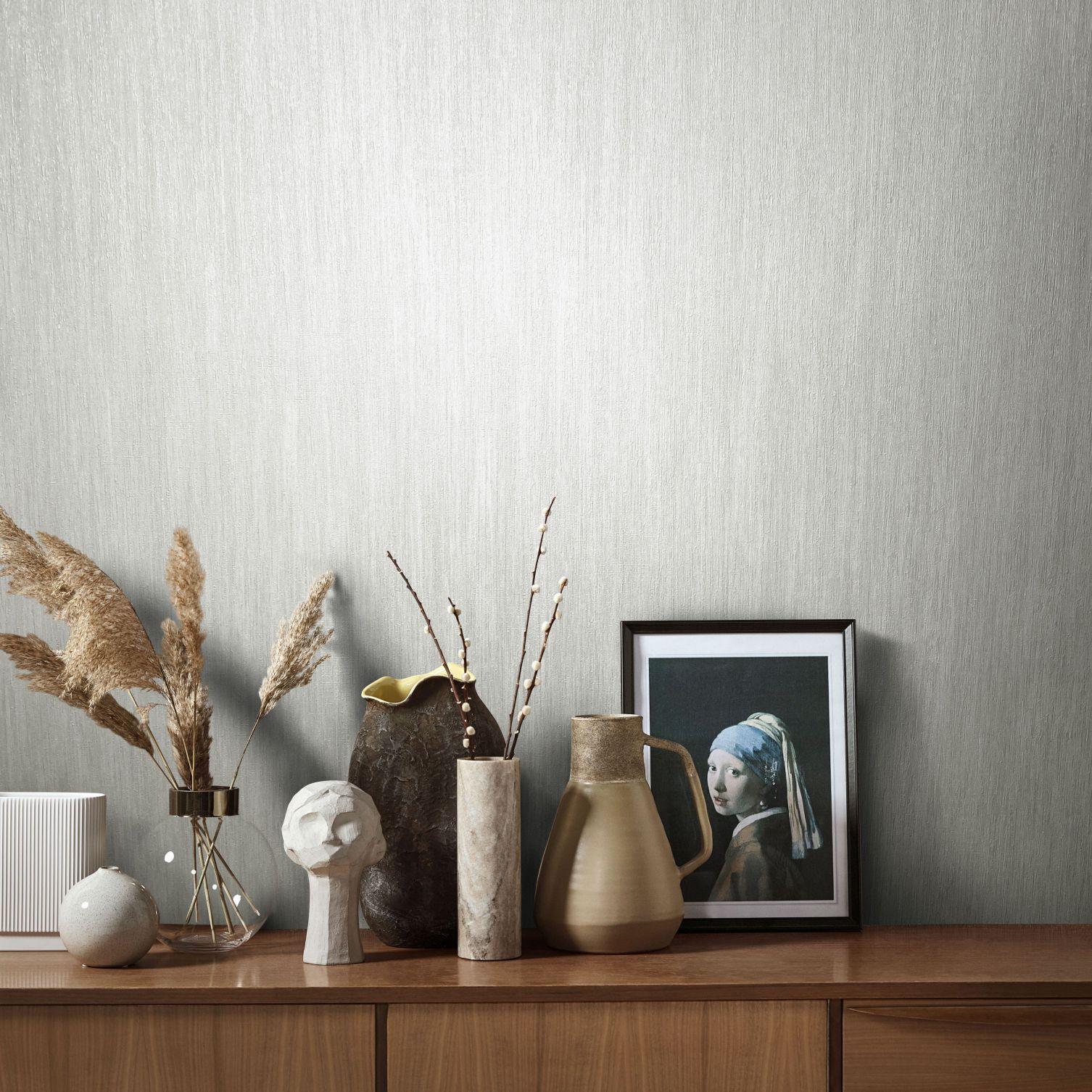 Almindeligt tapet, non-woven vægbeklædning Natural Opulence hvid
