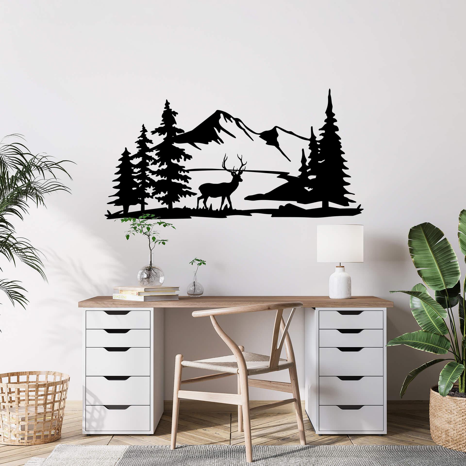Wallsticker Hjort i bjergene