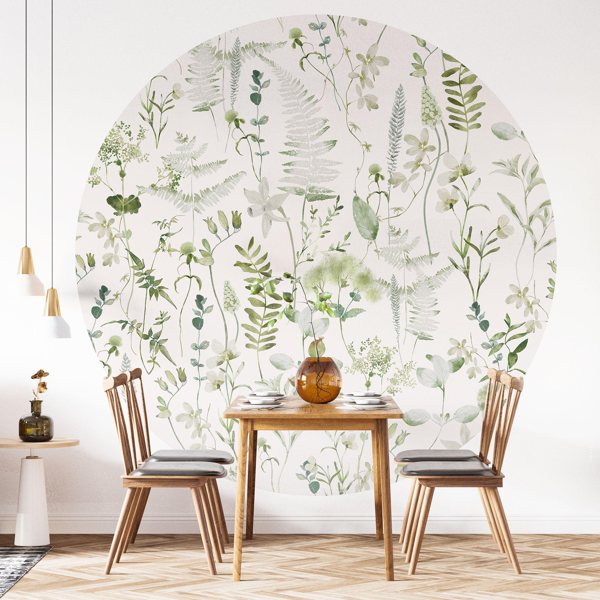 Tapet cirkel Urter og vilde blomster - UN Designs - vliesetapet/selvklæbende non-woven tapet