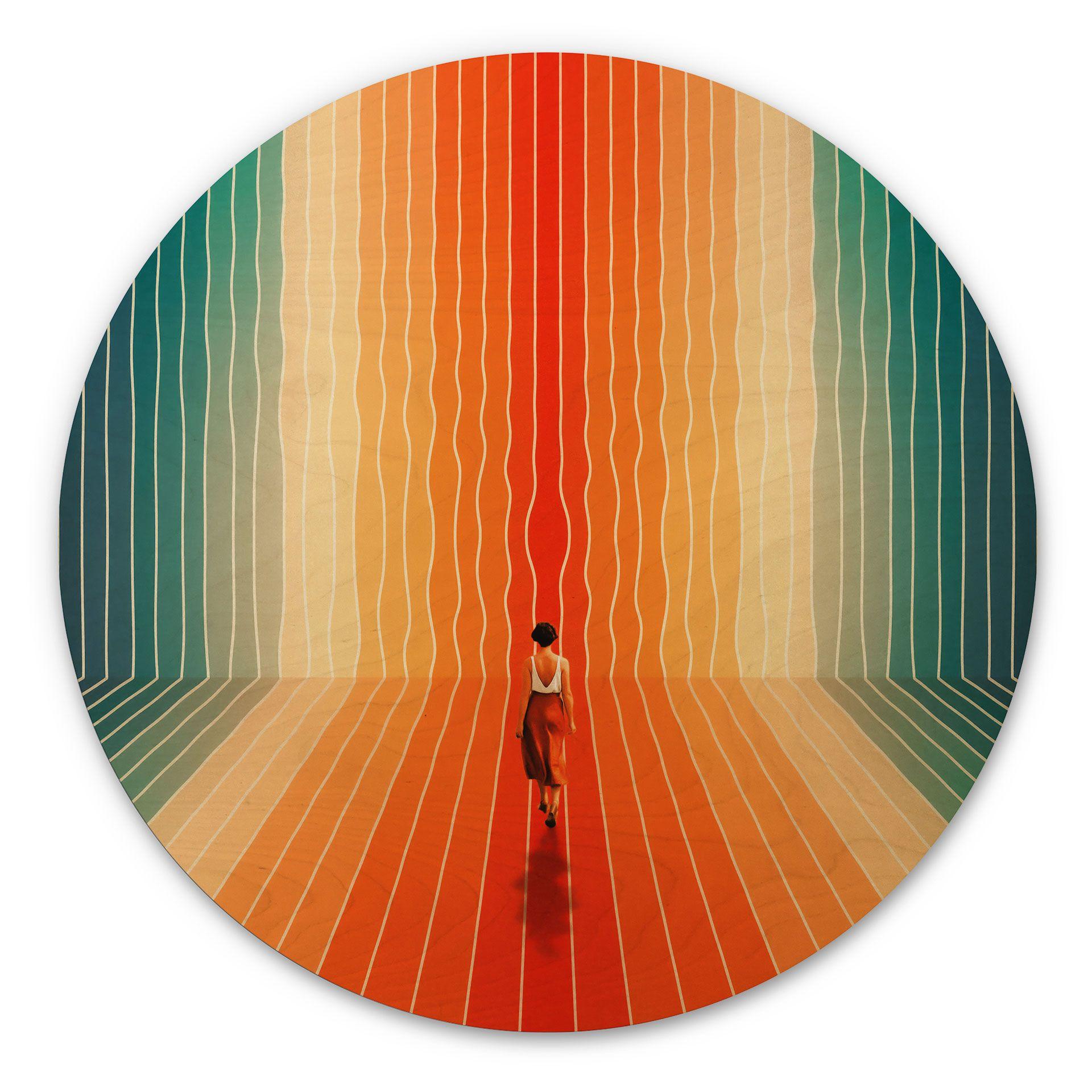 Cuadro de madera de una mujer delante de un fondo de arco iris - Taudalpoi - Redondo