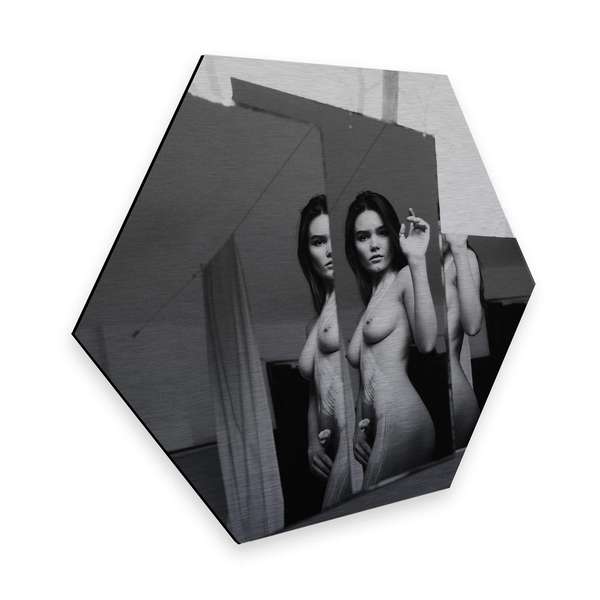 Hexagon - Alu-Dibond zilver effect Kornienko - In the Mirror