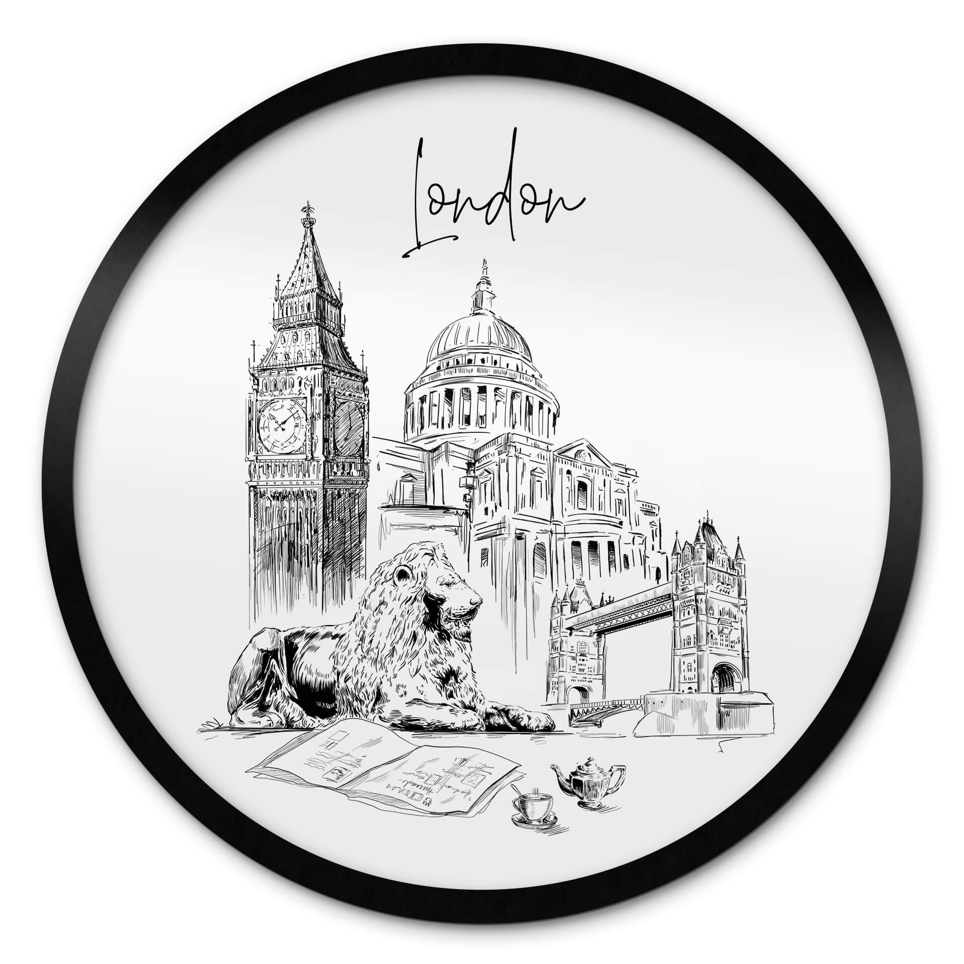 Póster Londres - Blanco y negro - Redondo - Love your City