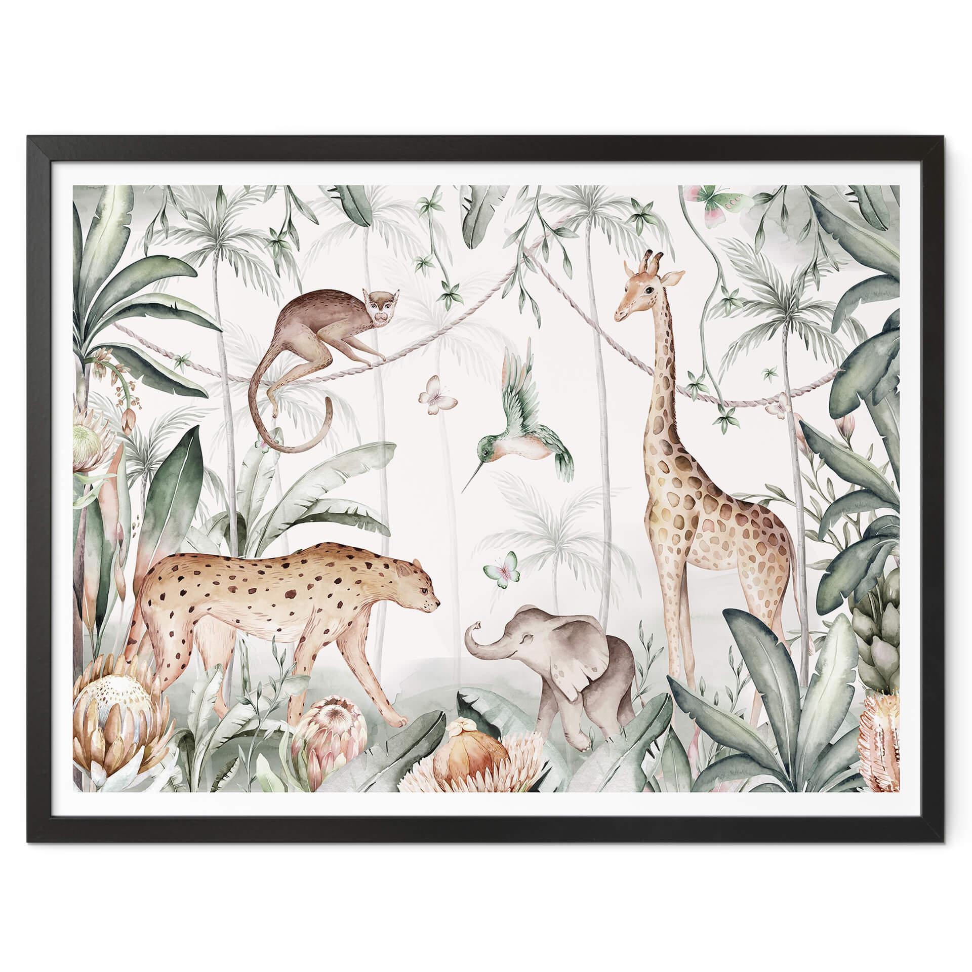 Póster Animales en la jungla - Póster infantil - Kvilis