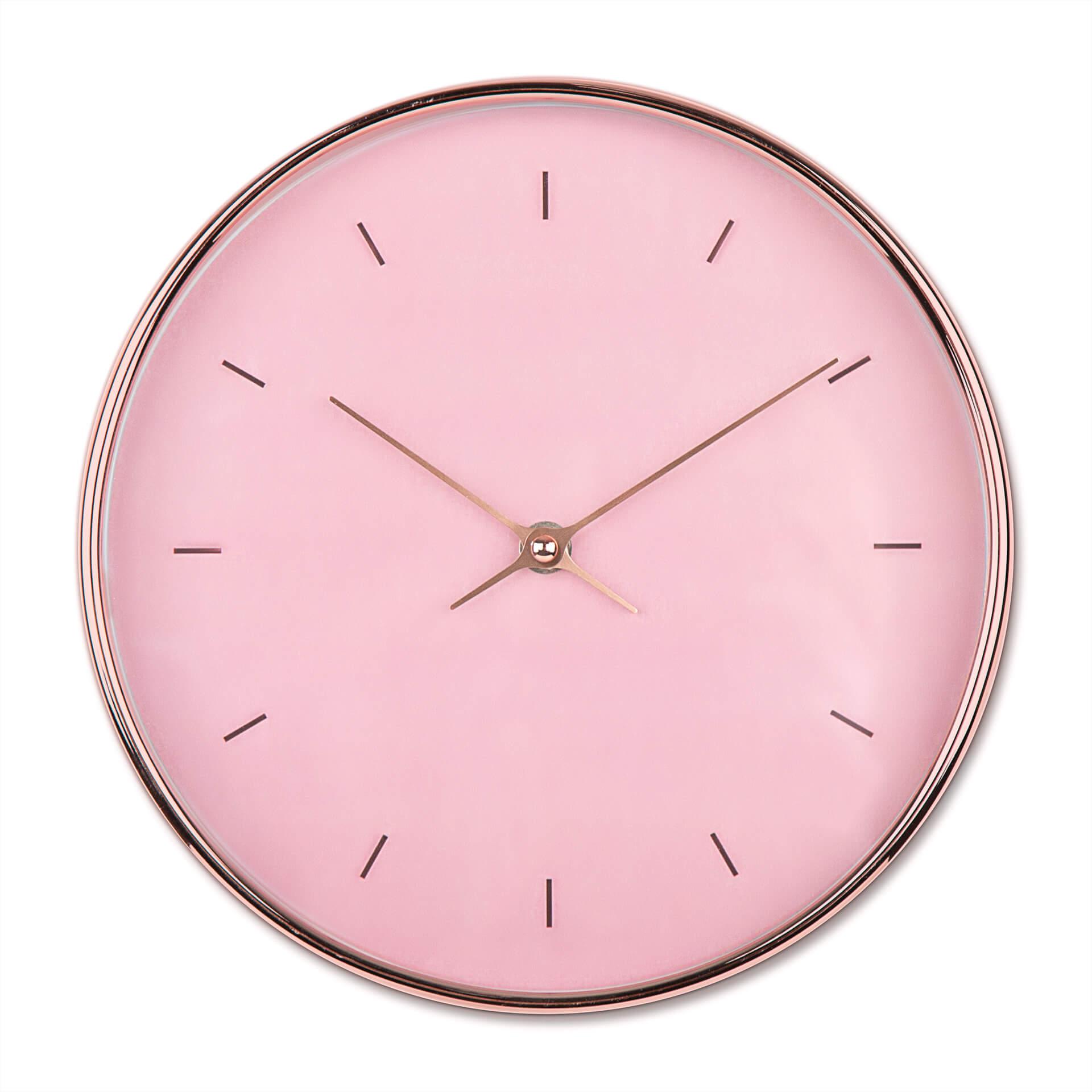 Minimalistische Wanduhr Rosa in Roségold-Optik Ø25 cm