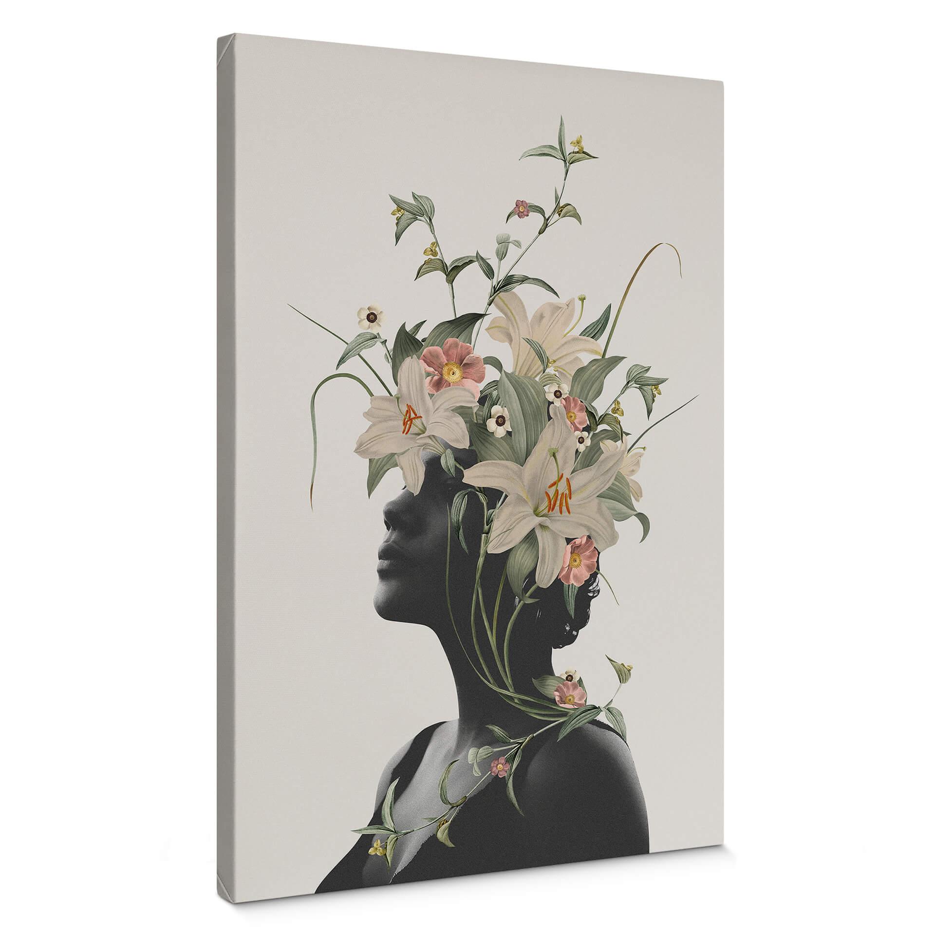 Lienzo Frida Floral Studio - Silueta de mujer con flores de lis