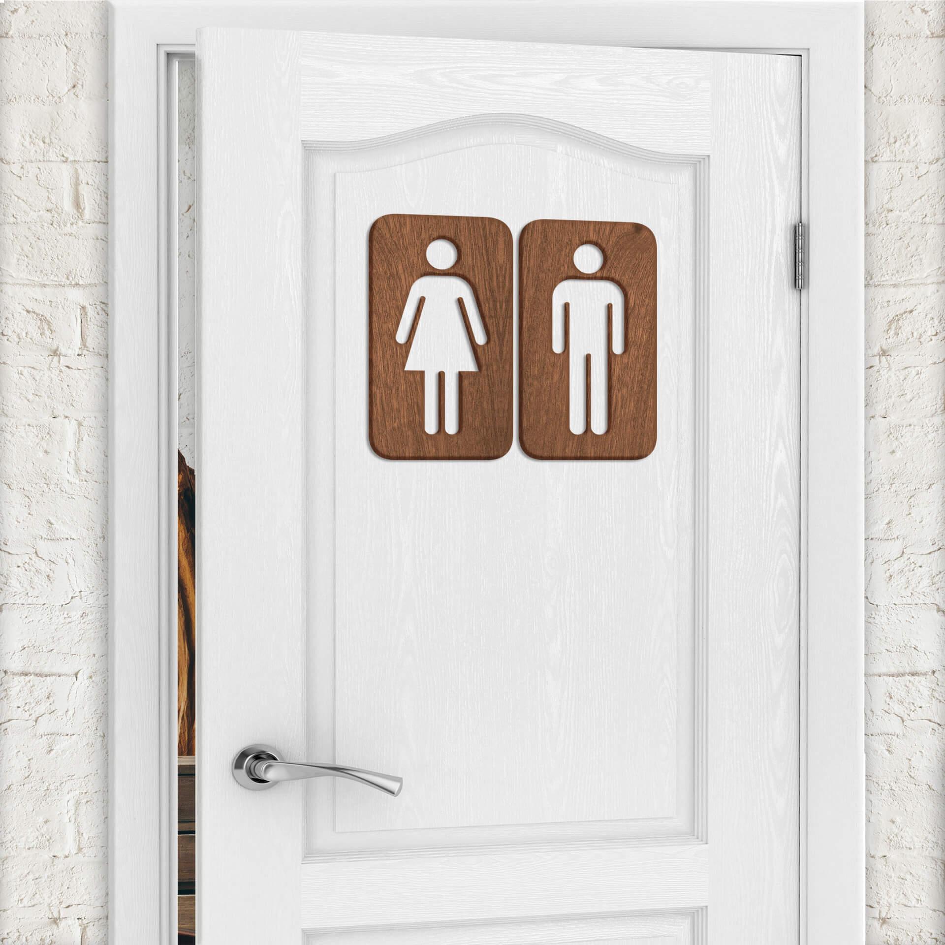 Décoration en bois - Signalisation toilettes 01 - Placage d'acajou