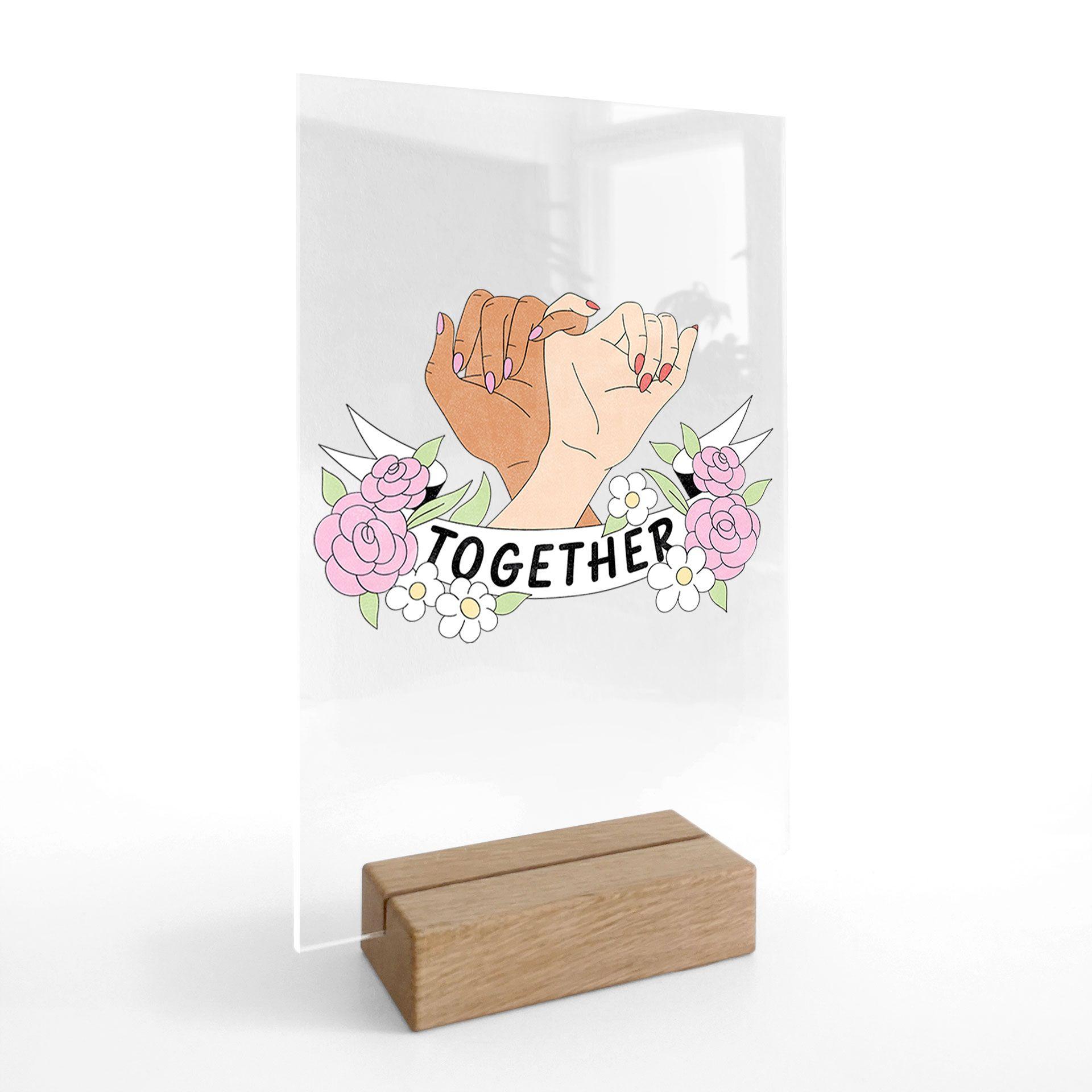 Borddekoration Together Sisterhood Floral Hands