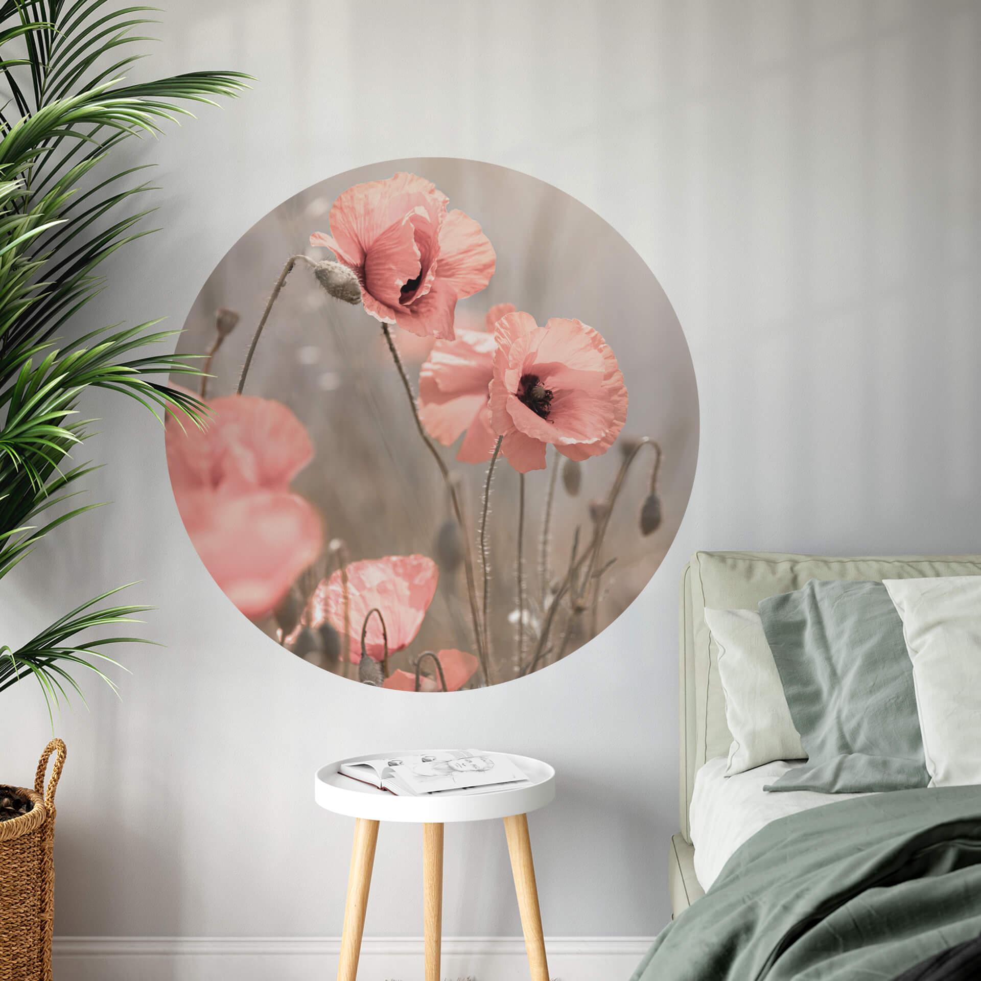 Vinilo decorativo Delgado - Flor de amapola romántica - Redondo