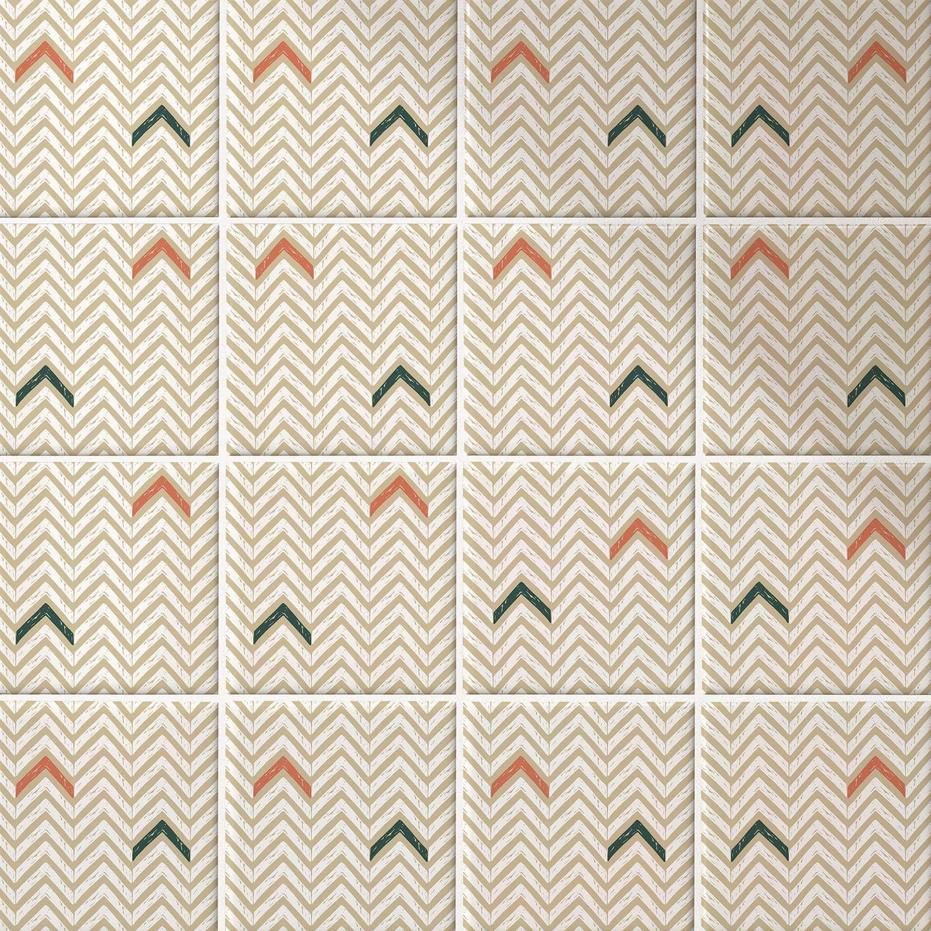 Azulejos Adhesivos Boho - espiga capuchino rojo-marrón - lote de 12