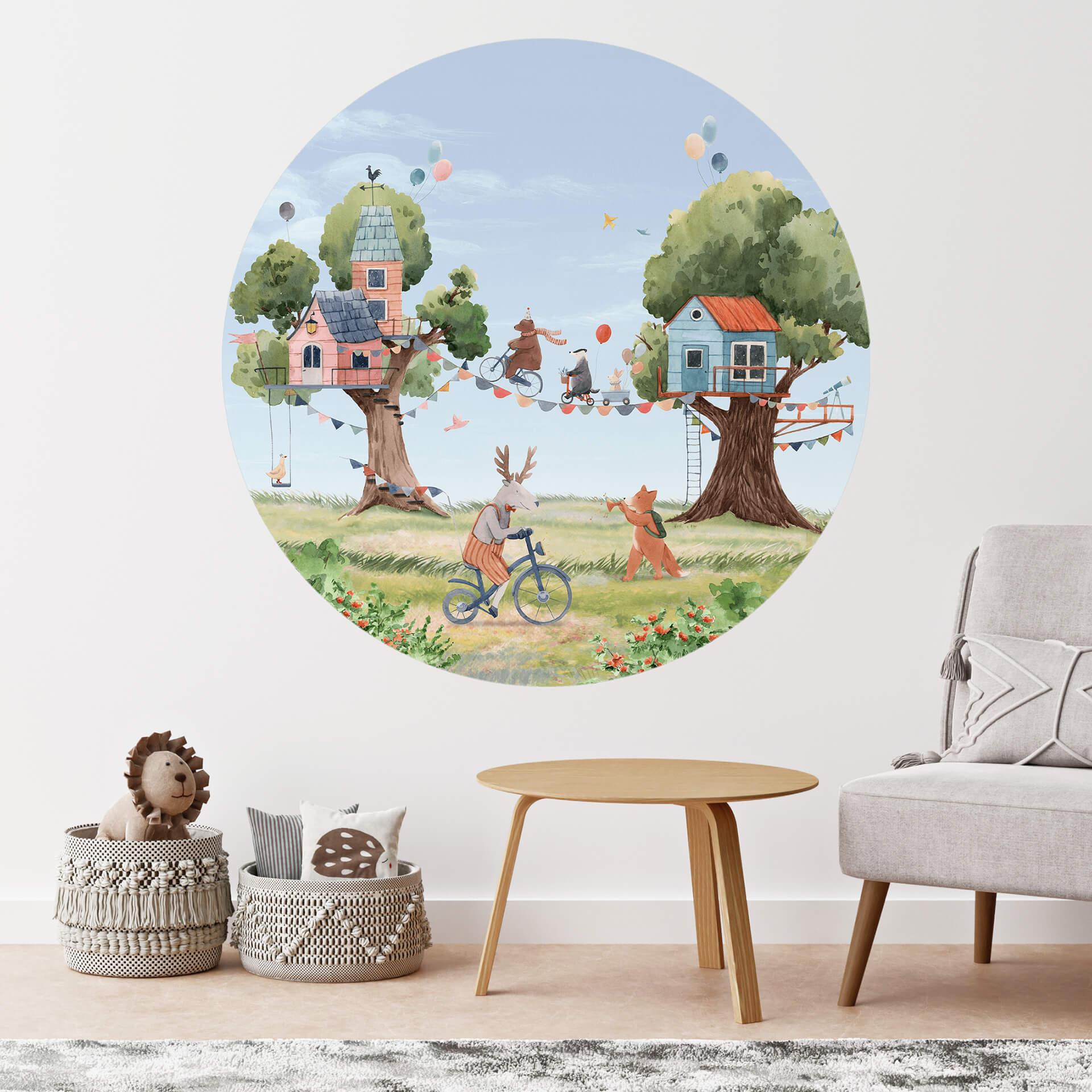 Oliver Robins - Vinilo decorativo para fiestas en la casa del árbol - Redondo