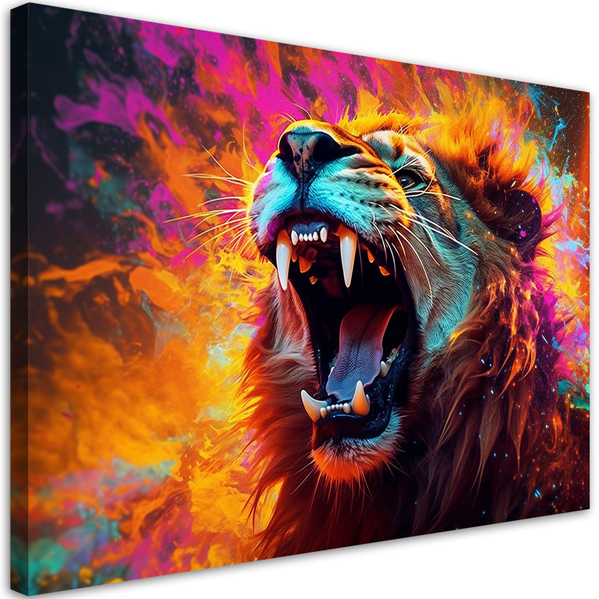 Lærredstryk Lion Roar Abstrakt