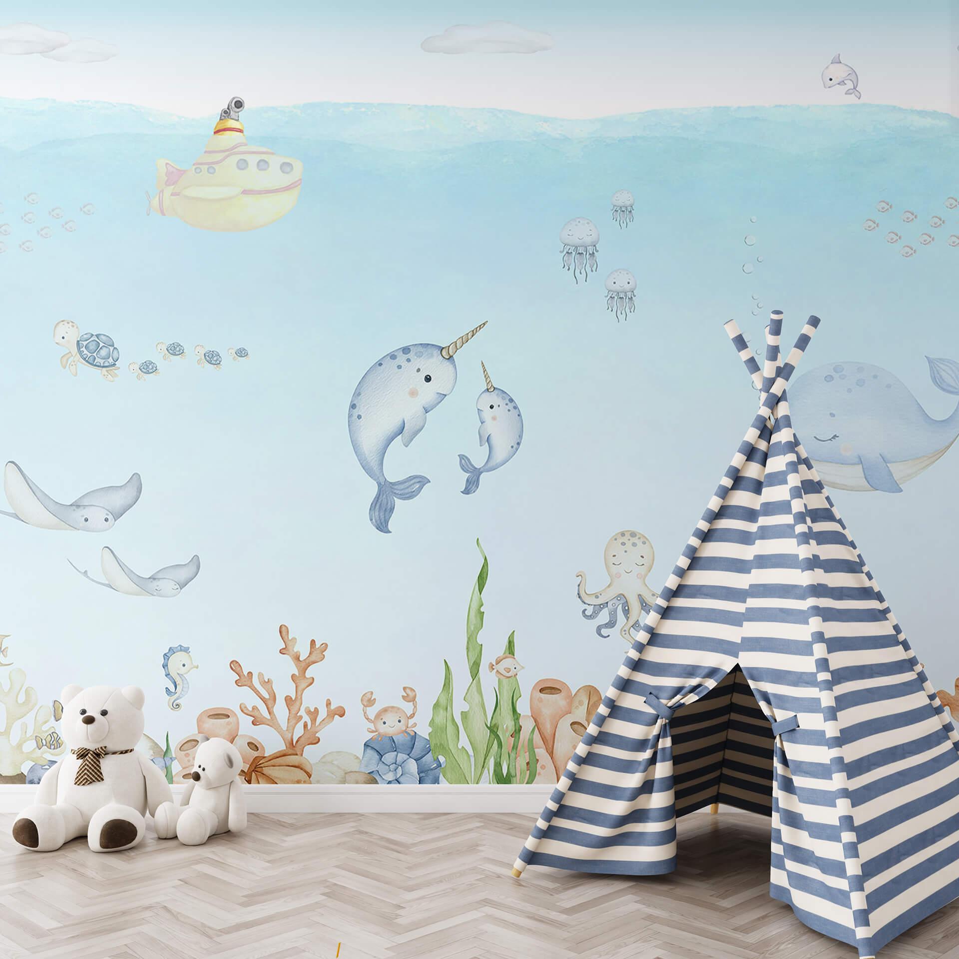 Fotomural de habitaciones infantiles Lindo mundo submarino - Oliver Robins