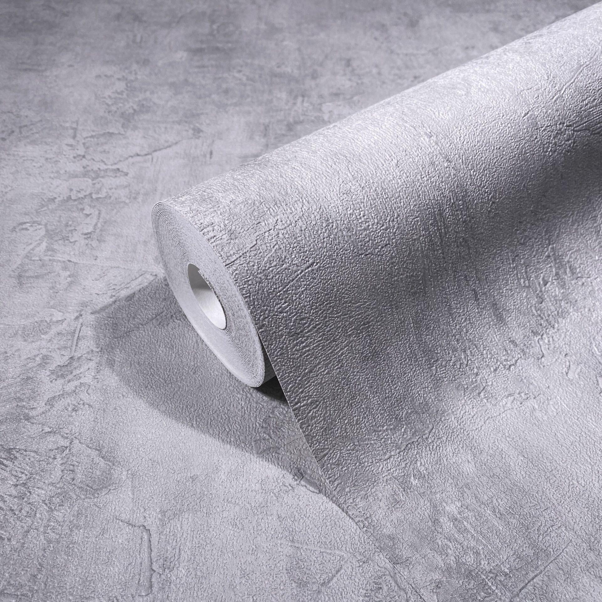 Non-woven tapet i betonlook ensfarvet grå Tekstur 