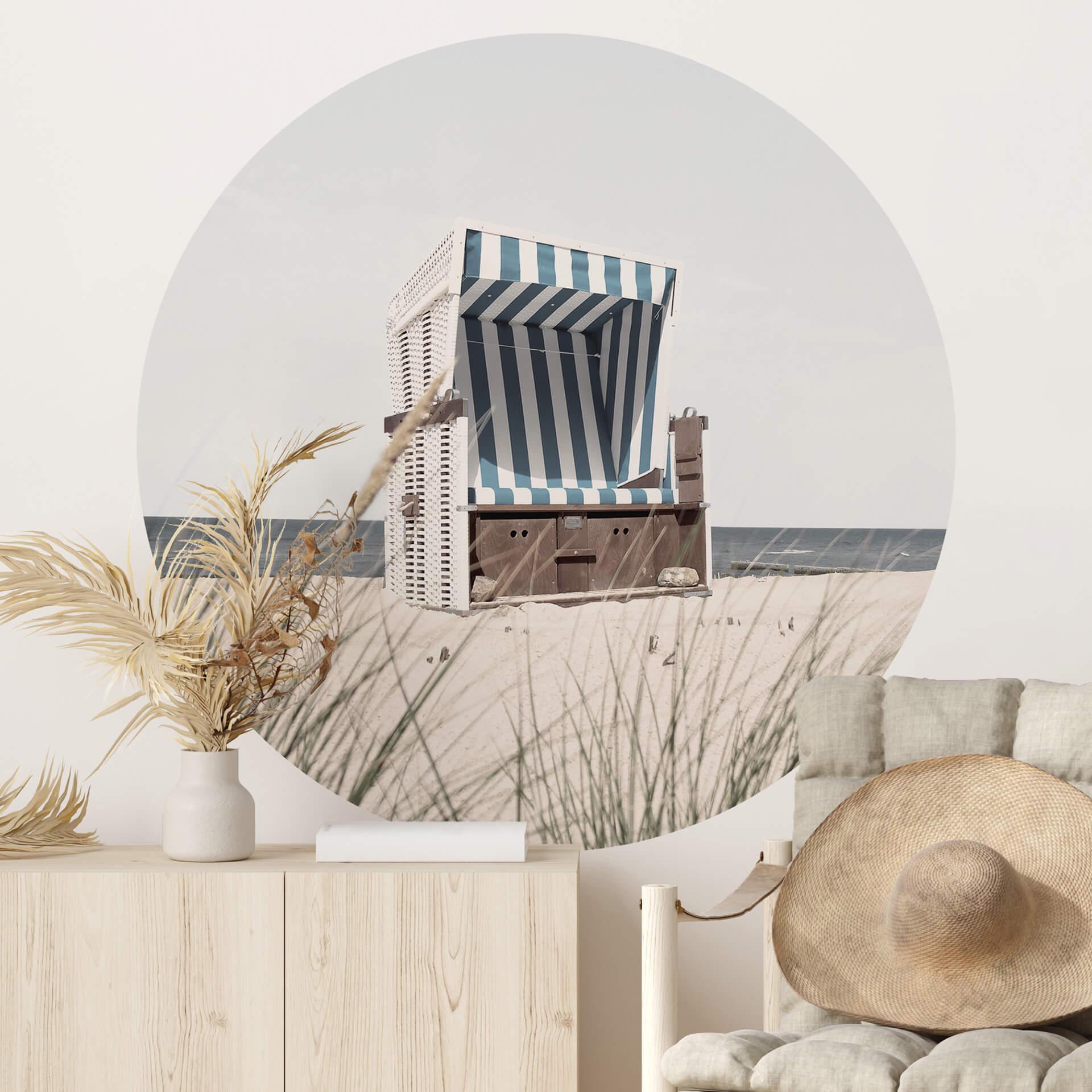 Strandstol ved Østersøen Wallsticker - rund