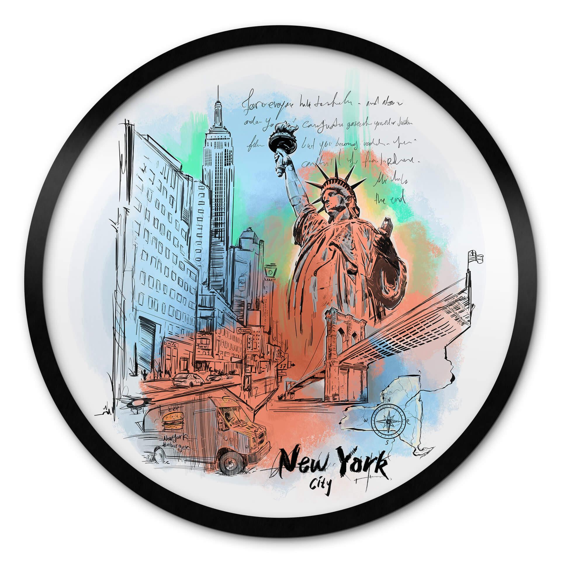 Póster Nueva York - Estatua de la Libertad - Redondo - Love your City