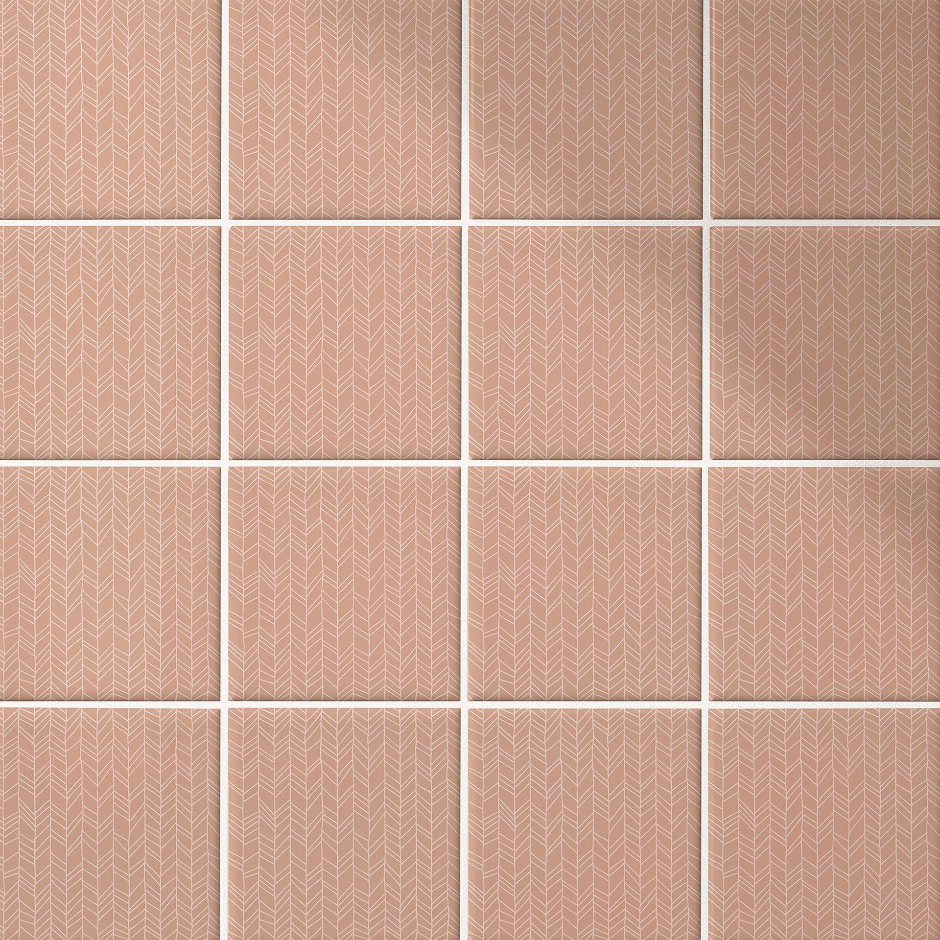 Azulejos Adhesivos filigrana en espiga - rosa oscuro - lote de 12