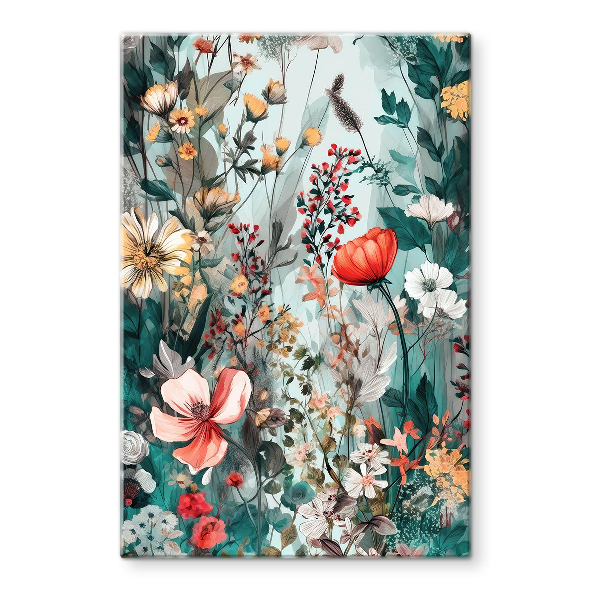 Glasbillede - Forårseng med blomster - Jaszke