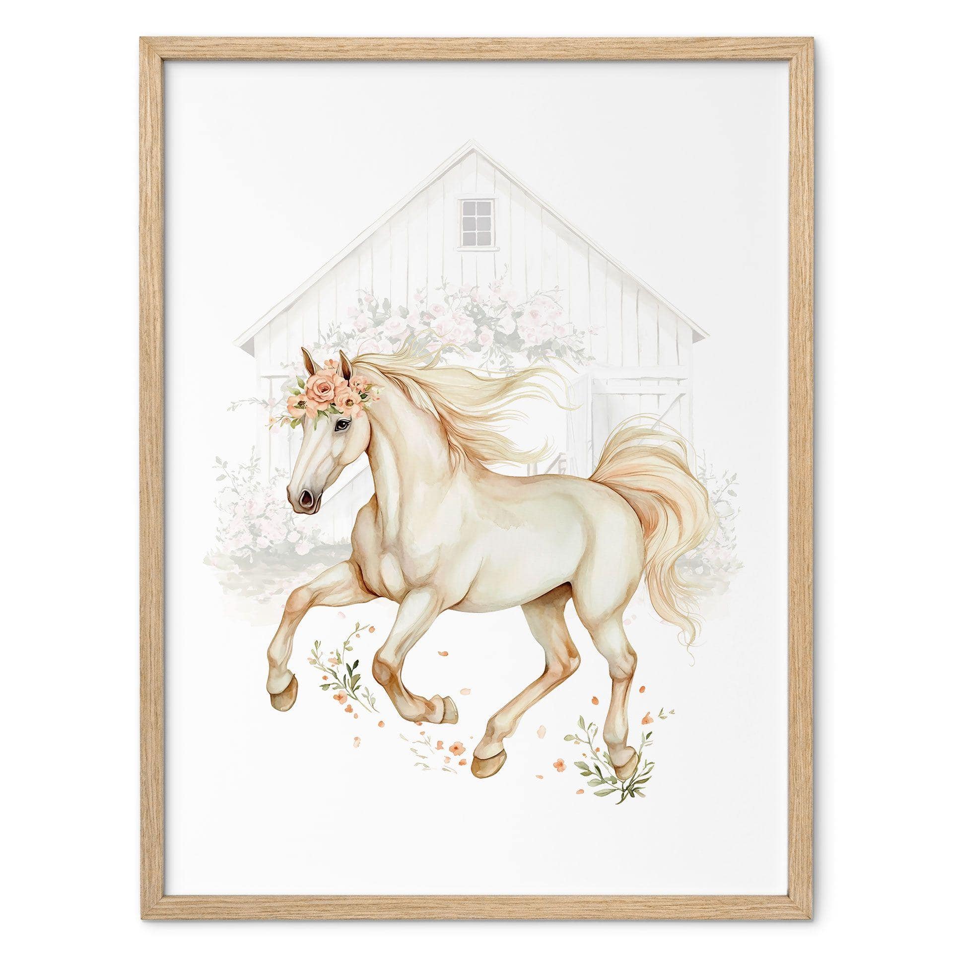 Póster infantil Caballo boho al galope suave