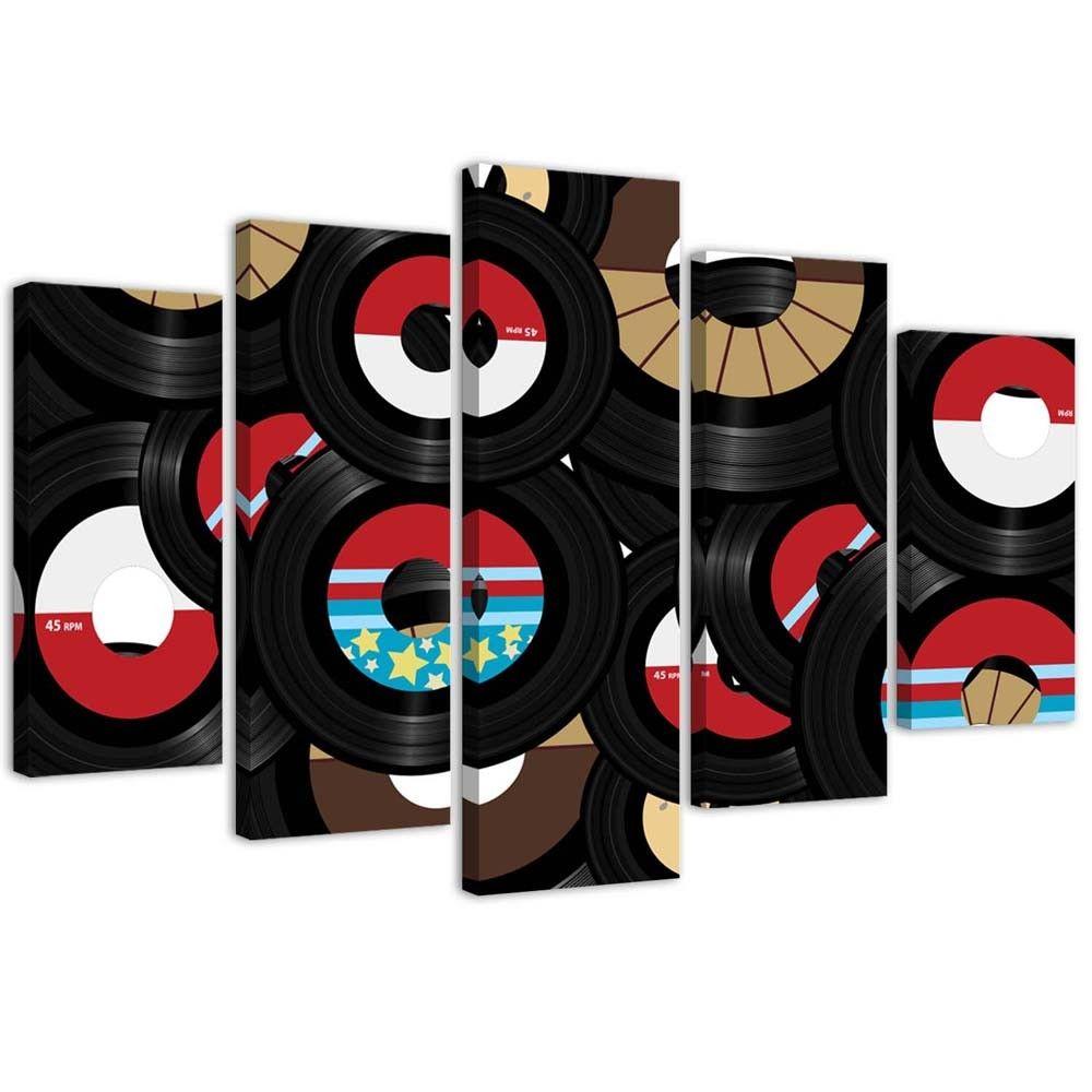Lærredstryk 5 stykker, vinylmusik