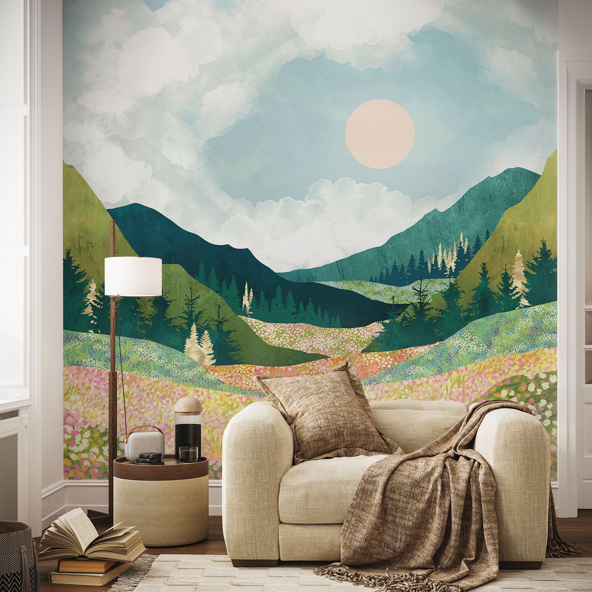Fotobehang Kleurrijke lenteweide - SpaceFrog Designs