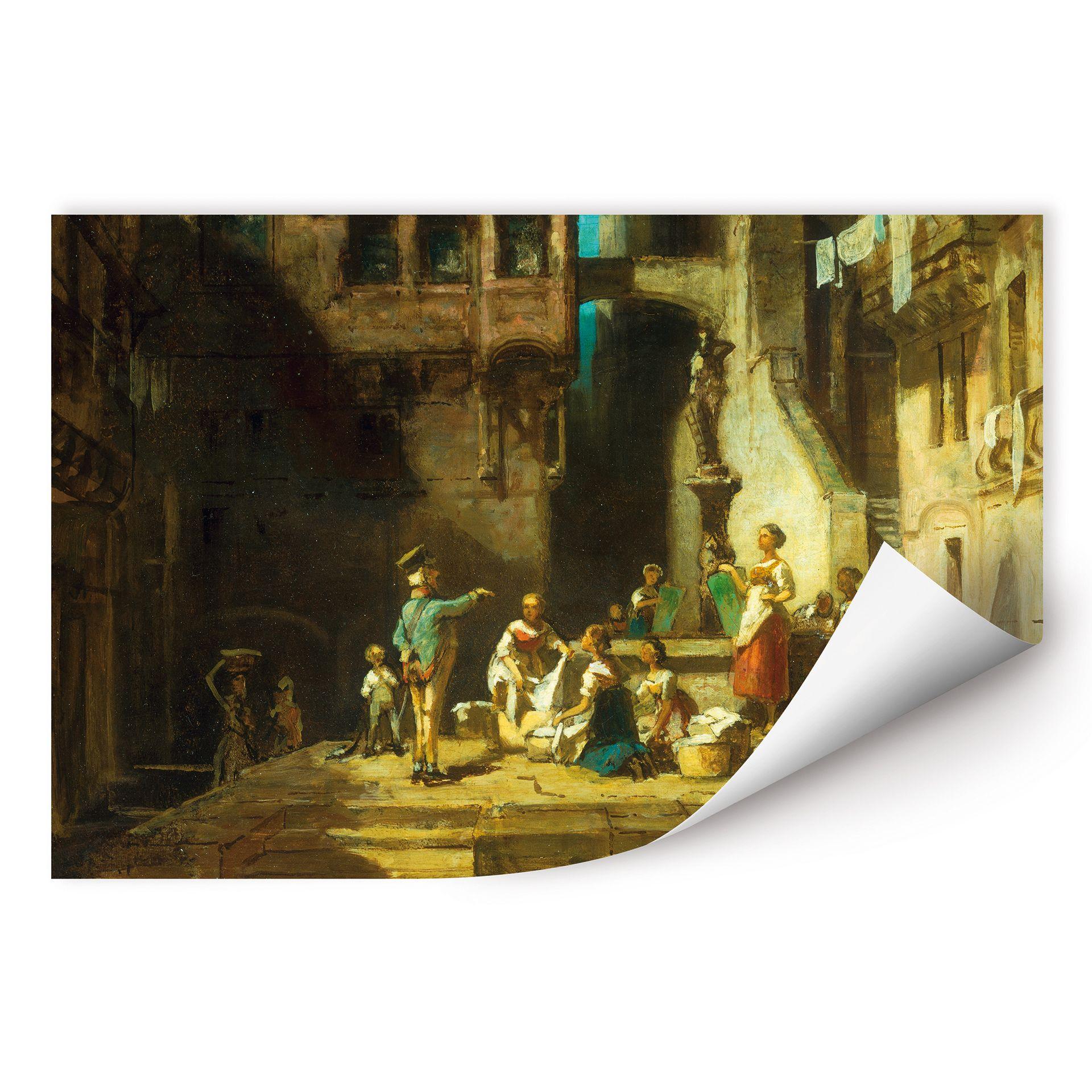 Muurprints Spitzweg - Wasvrouwen