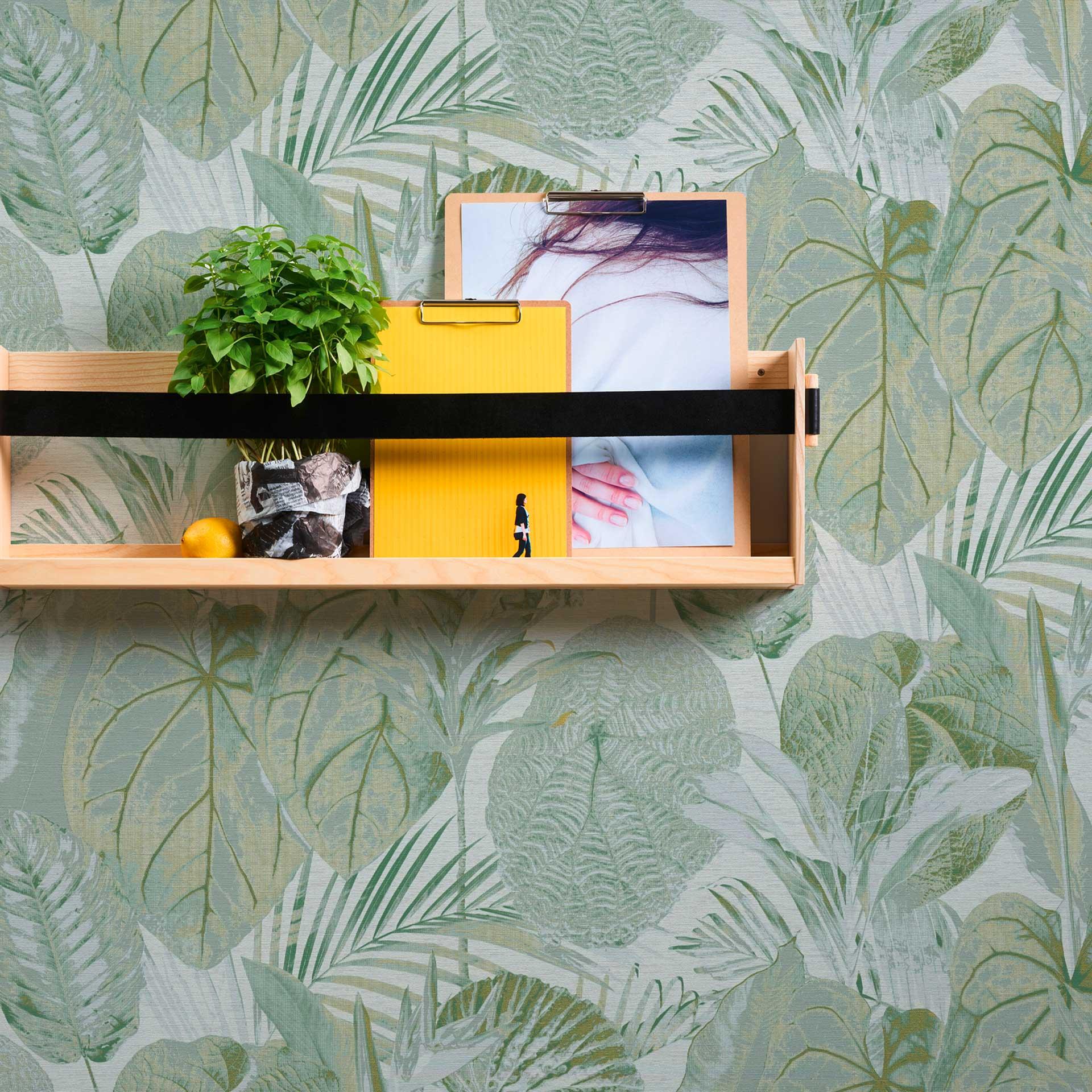 jungle tapet grøn hvid - non-woven tapet blomstret med blade