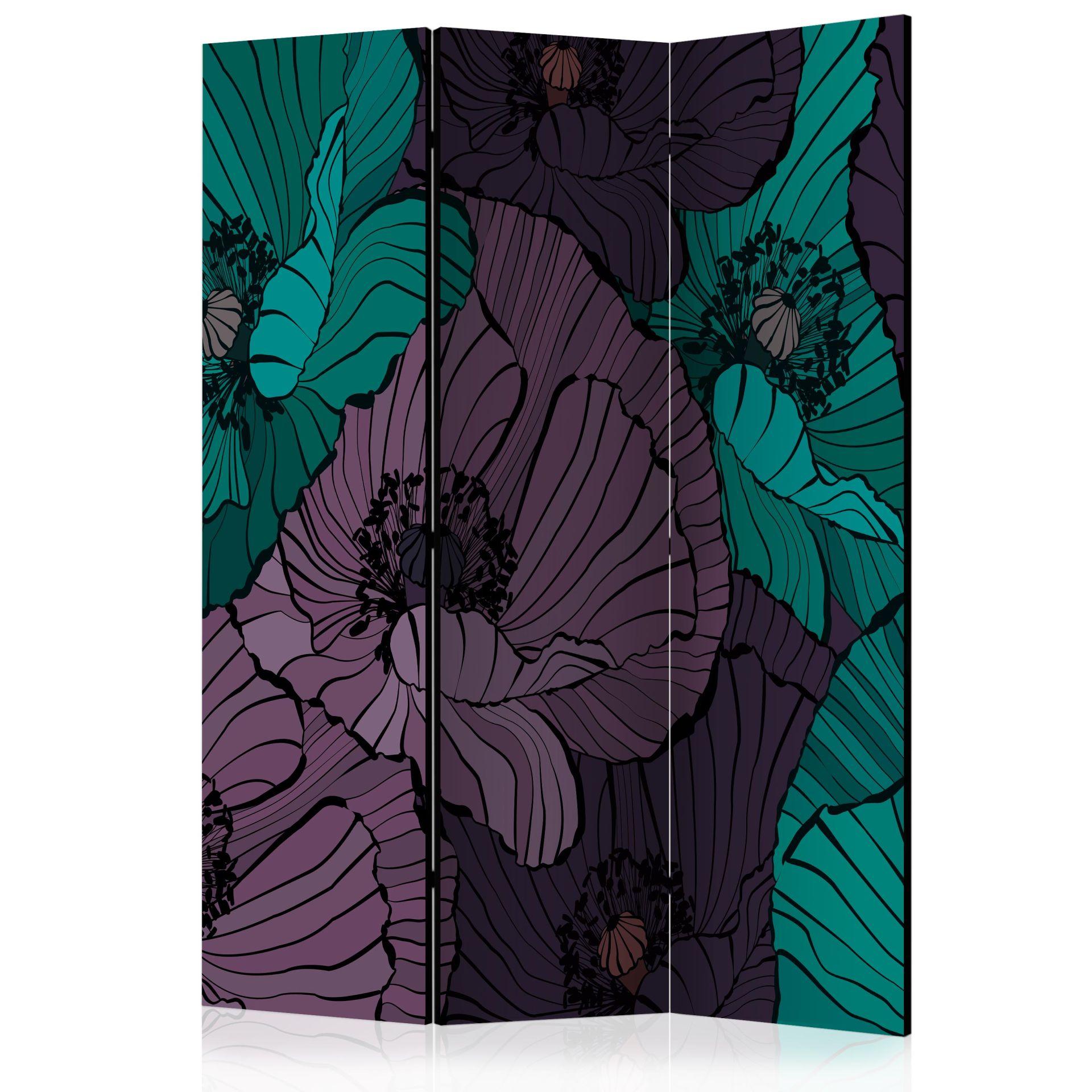 Screen room divider - Blomsterbed, 3-delt
