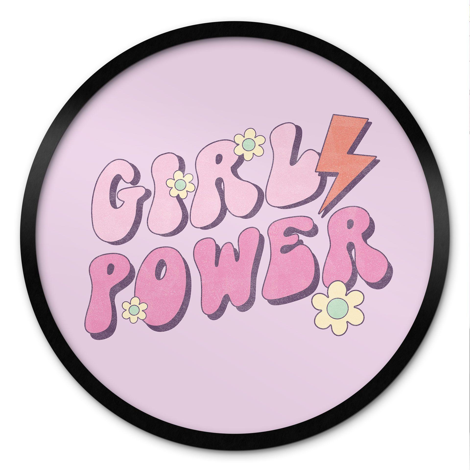 Póster Girl Power Retro Lettering Morado - Redondo