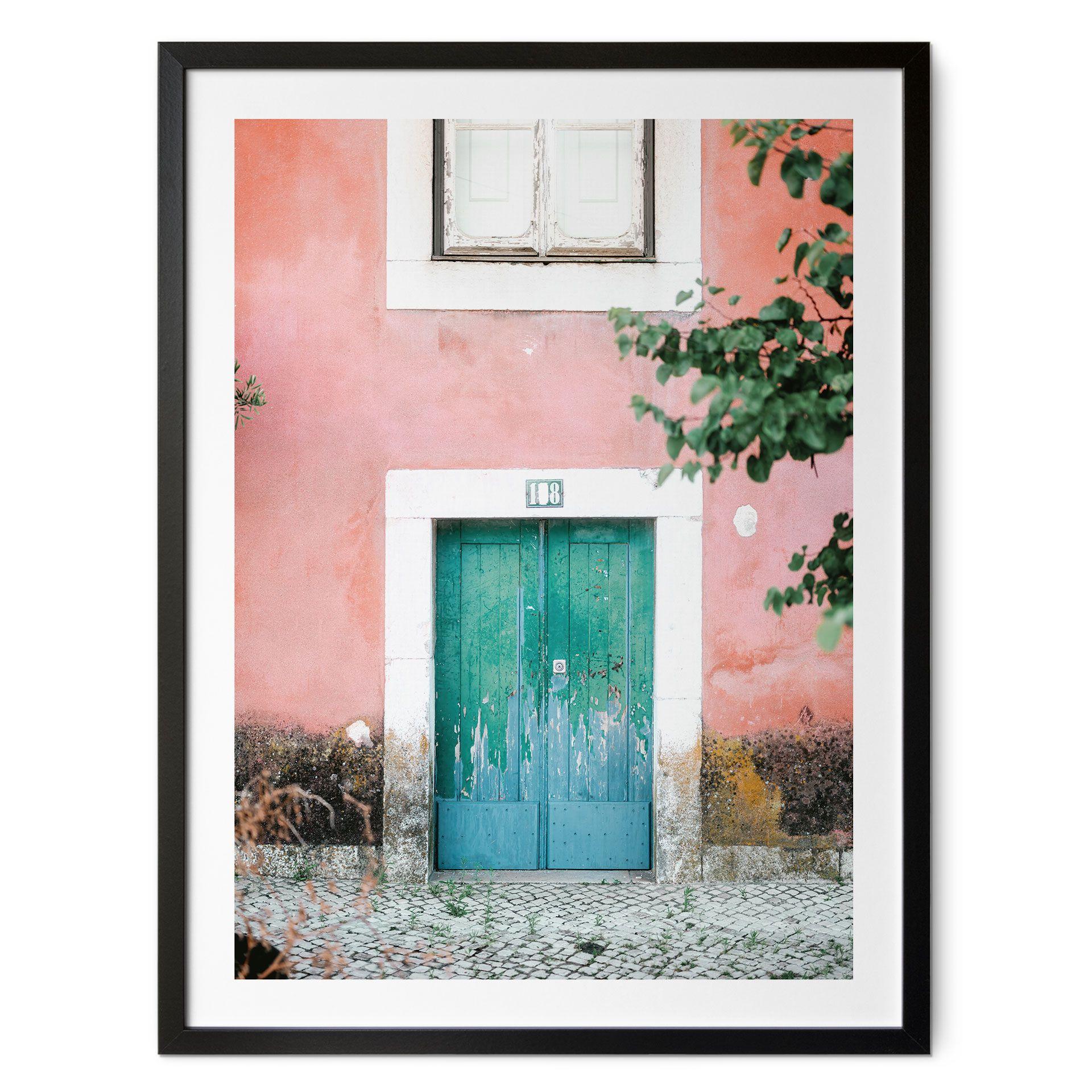 Plakat Middelhavshusets facade i Lissabon | Vintage dør - Zwart