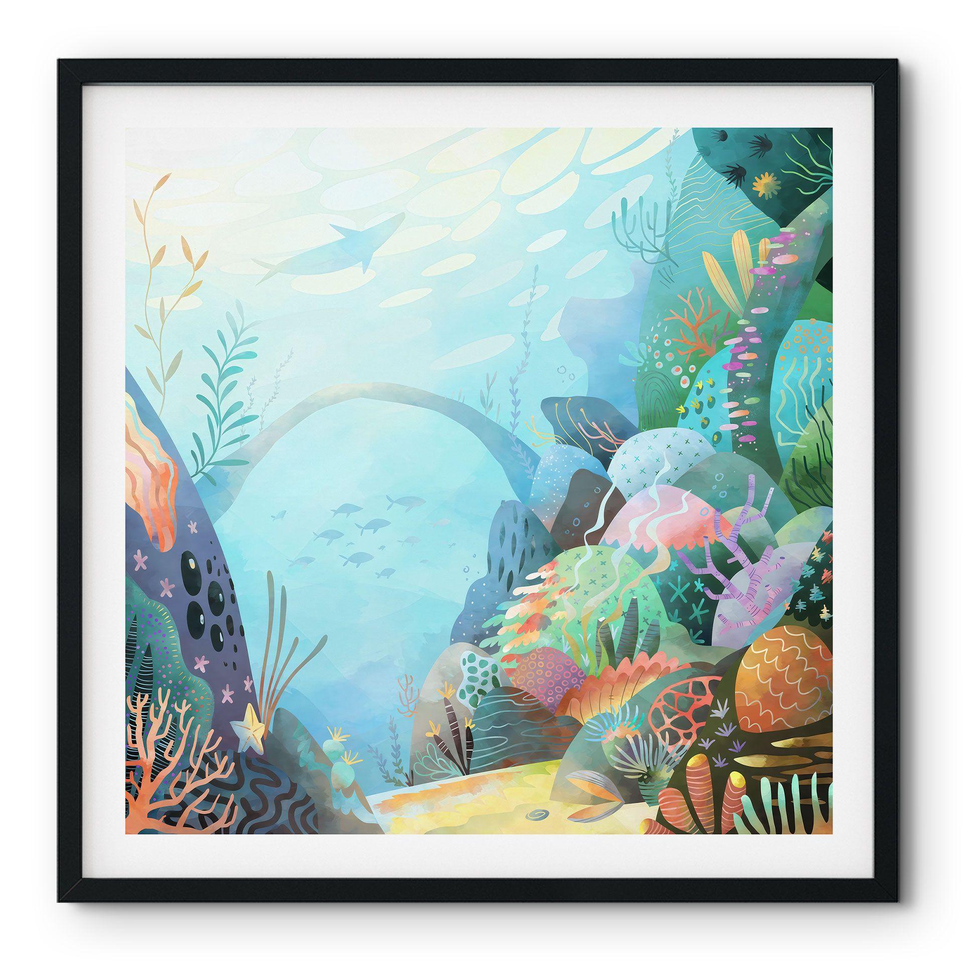 Plakat med koralrev i blå lagune - DigitalArtsi