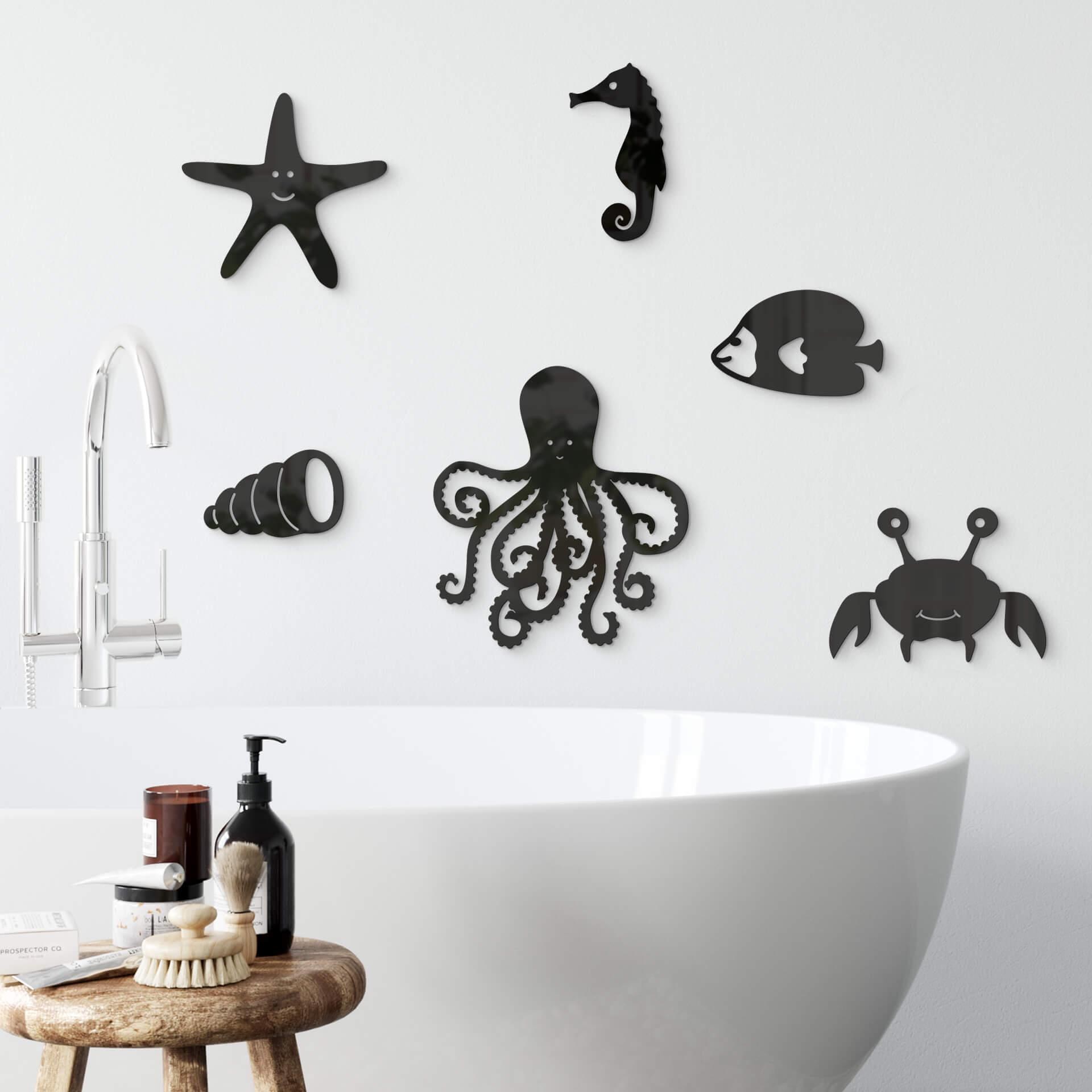 Decoración acrílica para la habitación de los niños - animales marinos (6 piezas)