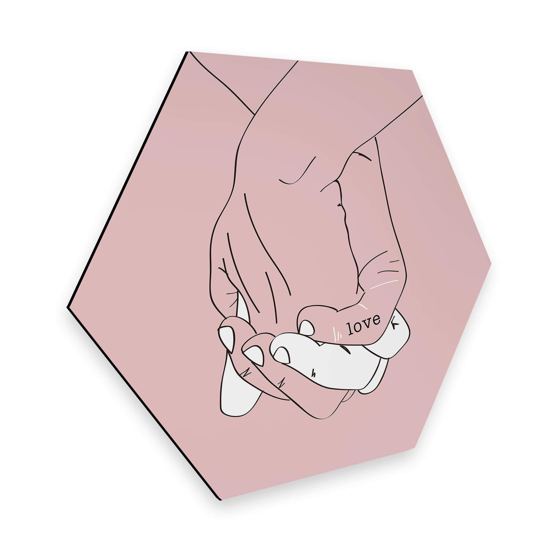 Hexagon Dibond Kubistika - Hand in Hand