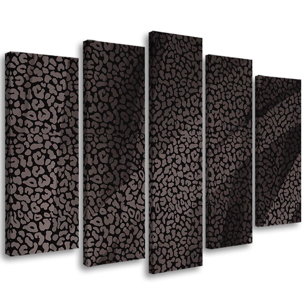5 stykke lærredsprint, Leopard Leopard Pels Patches Mønster