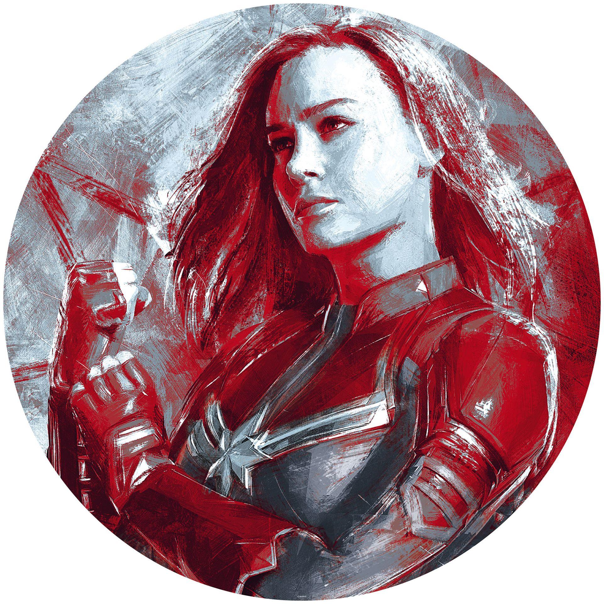 Selvklæbende non-woven tapet - Avengers maleri af Captain Marvel - 125 x 125 cm