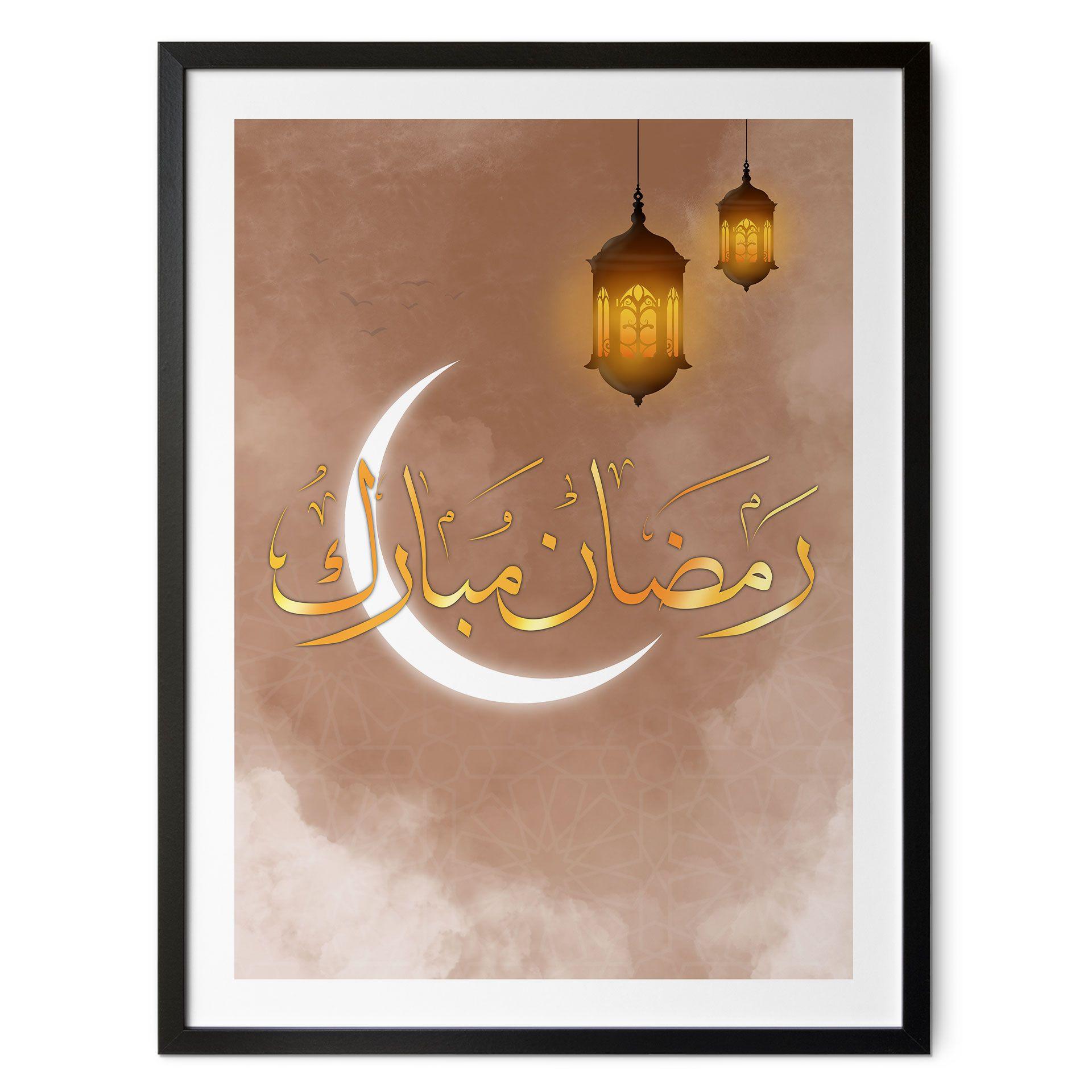 Plakat Ramadan Mubarak med lanterner