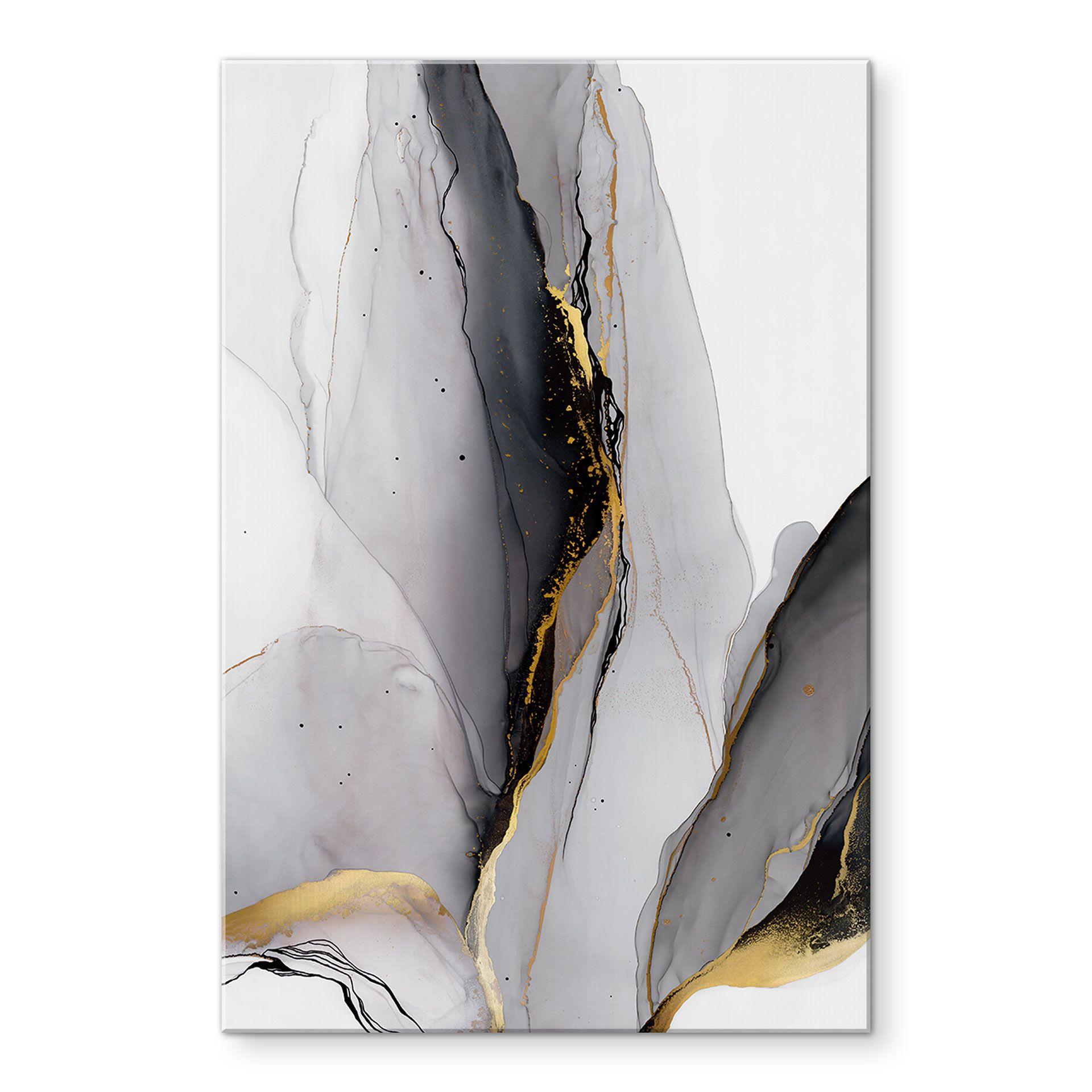 Acrylglas abstracte compositie in goud en grijs - Shelest