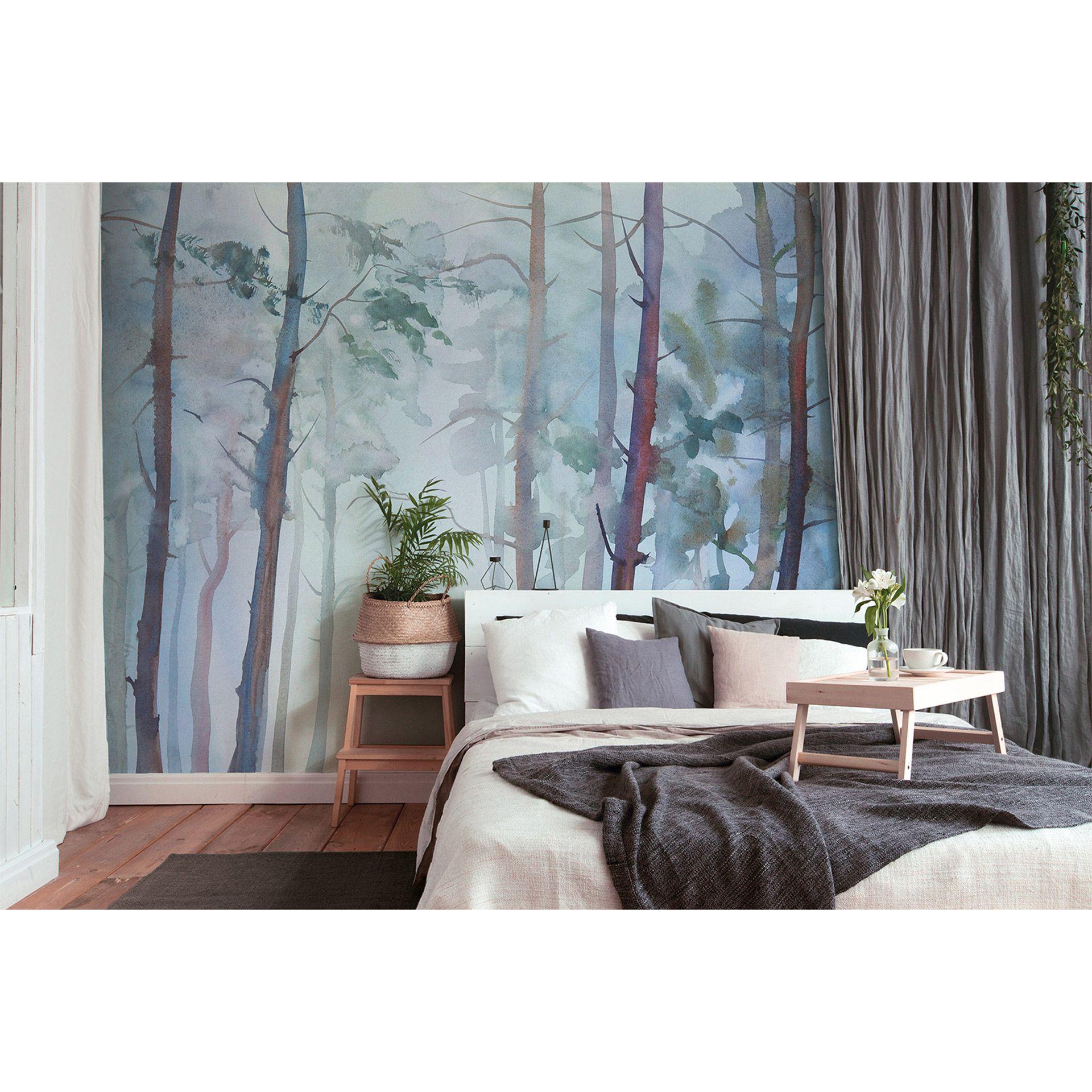 Non-woven tapet Designwalls i blå og grøn WatercoloursFores