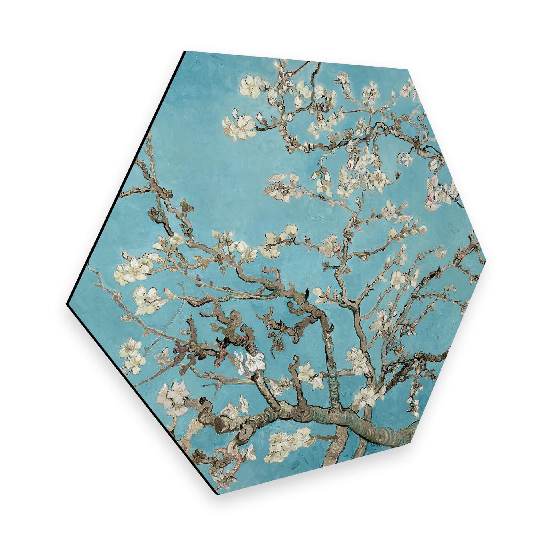 Hexagon Dibond van Gogh - Amandelbloesem