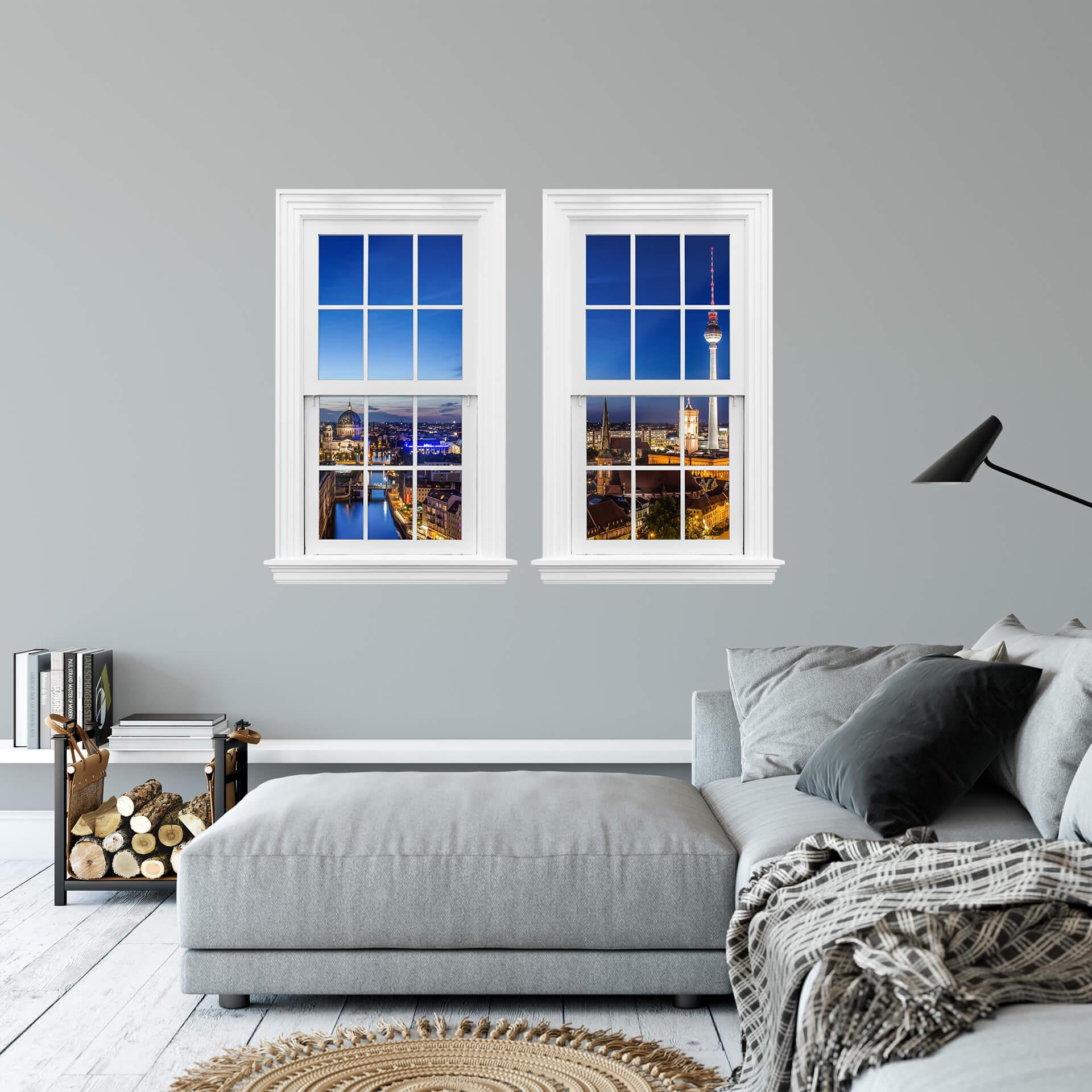 3D Wallsticker med dobbeltvindue - Berlin Panorama