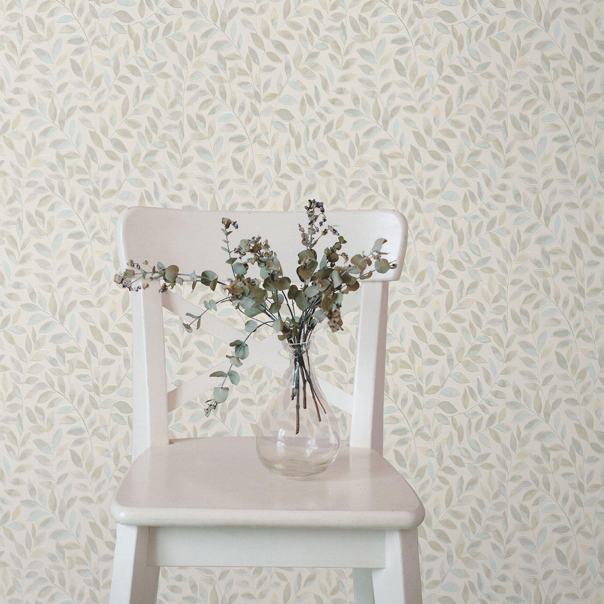 Tapet med bladmotiv Opus beige