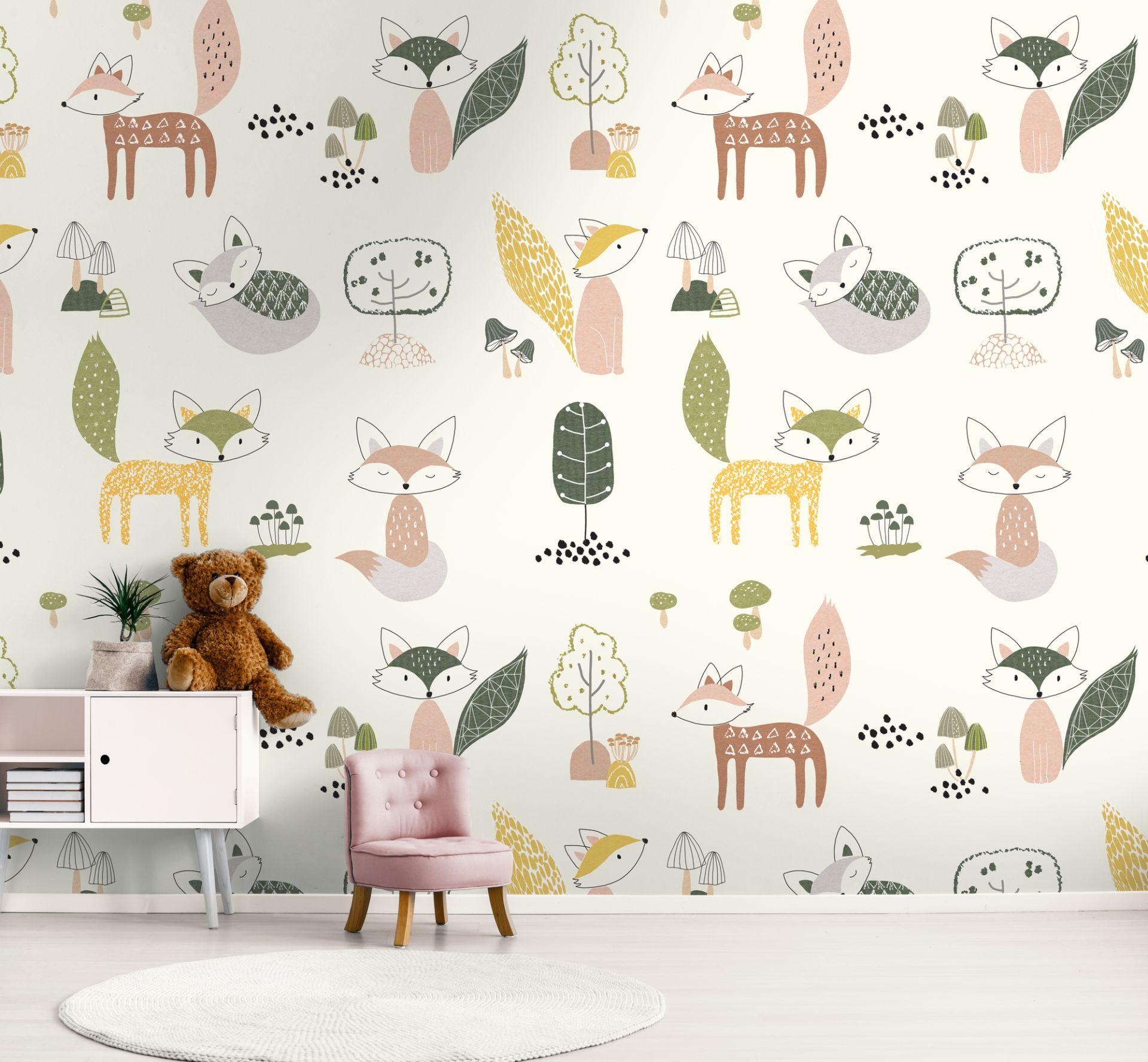 Børnehavetapet farvet creme - non-woven tapetkunst til børn Livingwalls - mat og glat