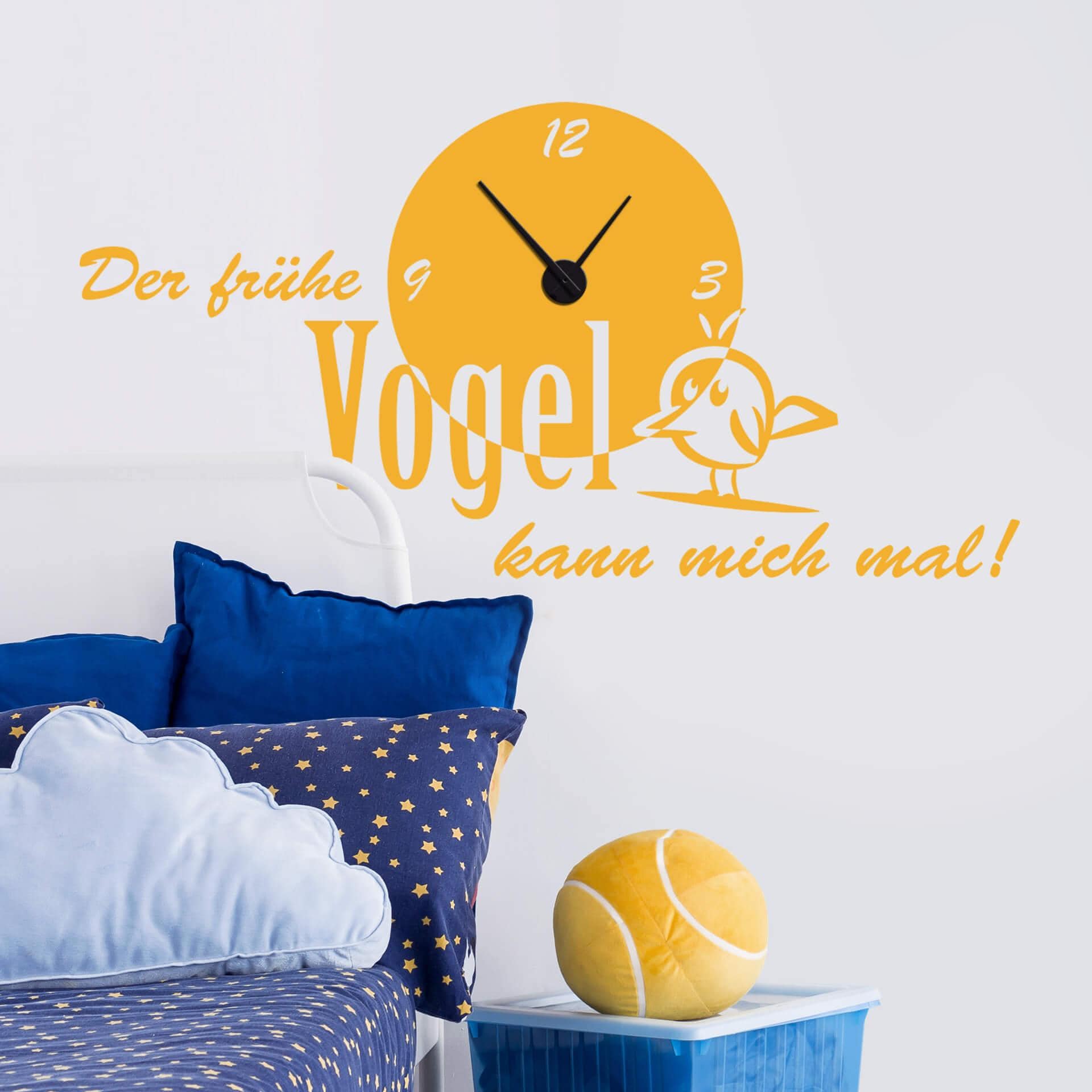 Wallsticker Der frühe Vogel Wanduhr - 160x81 cm
