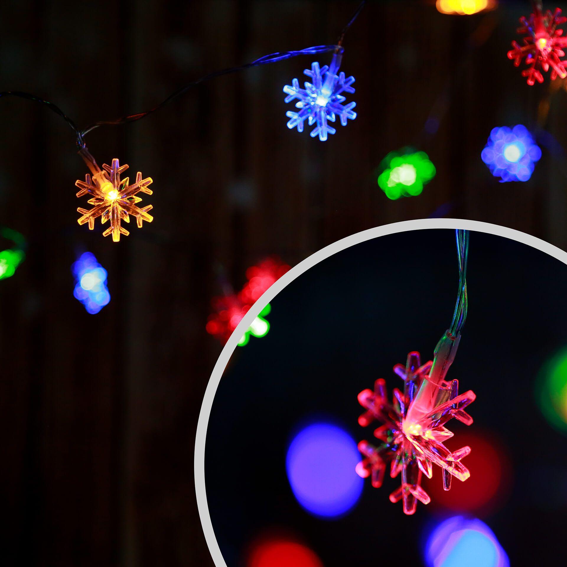 LED Lichterkette Schneeflocke mehrfarbig