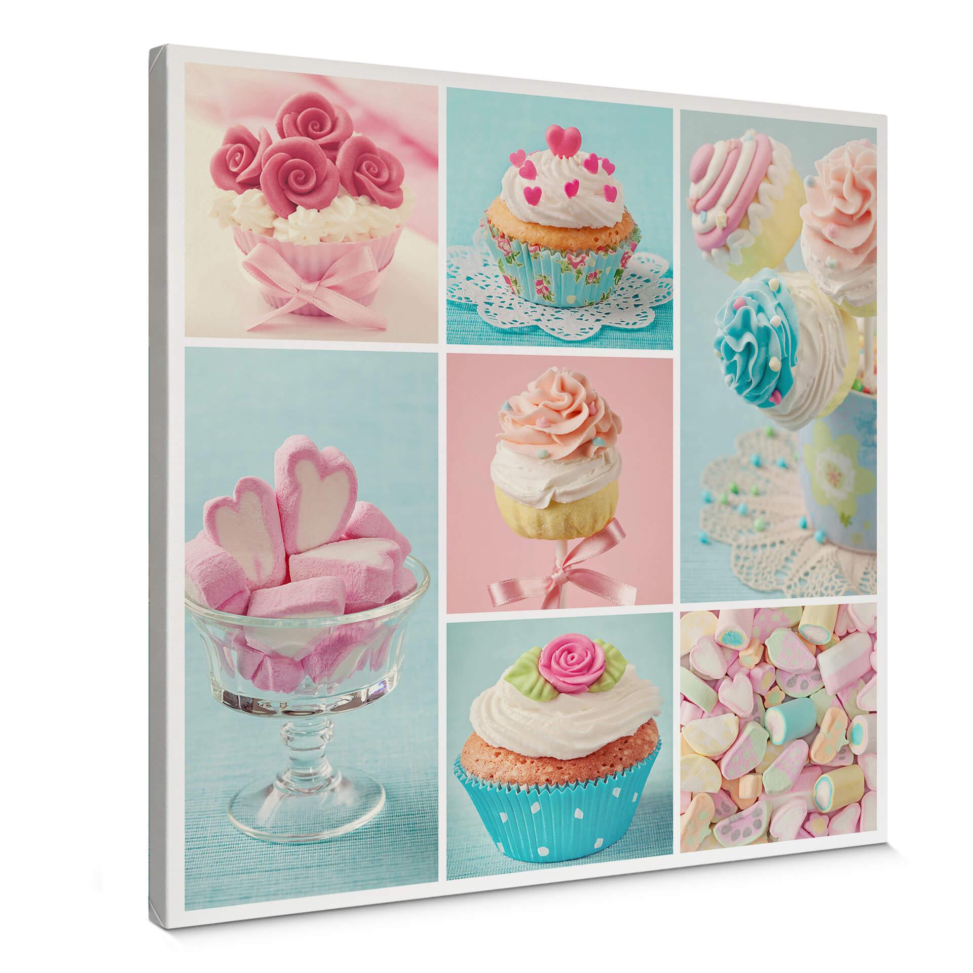 Cupcake Collage - Lærredsprint