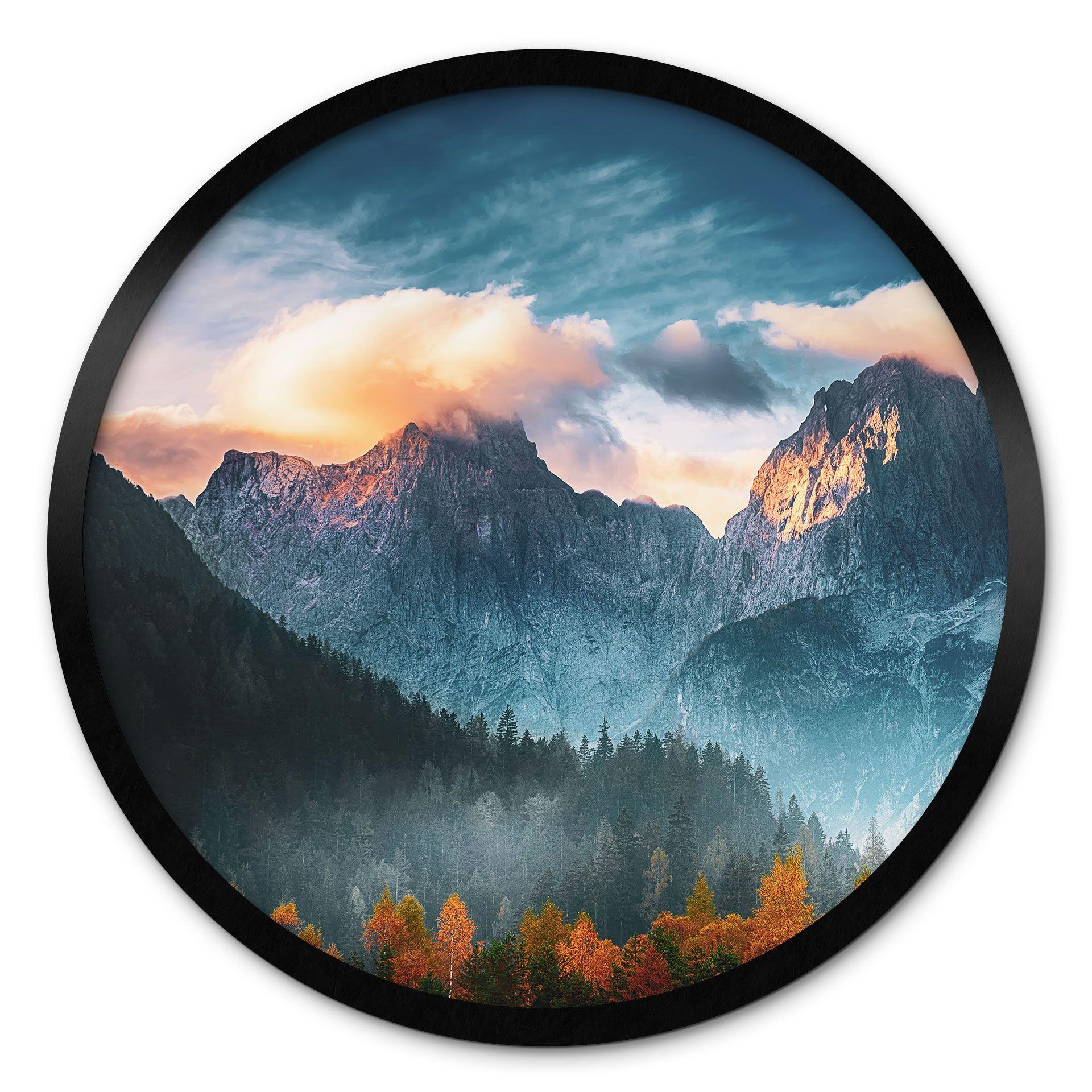 Póster Paisaje otoñal en la cumbre del Triglav en los Alpes Julianos - Redondo