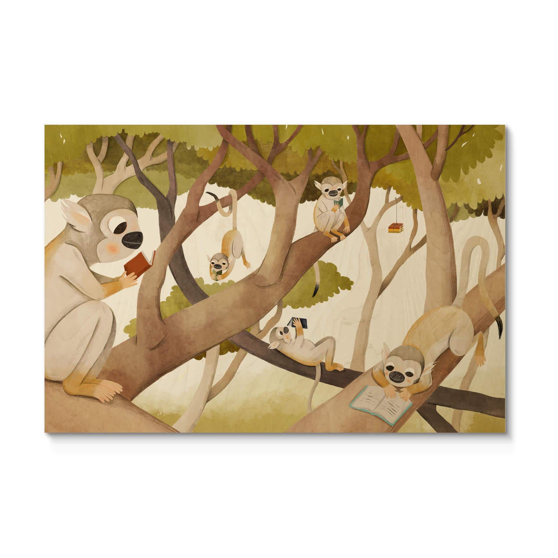 Cuadro de madera Loske - Clever monkeys