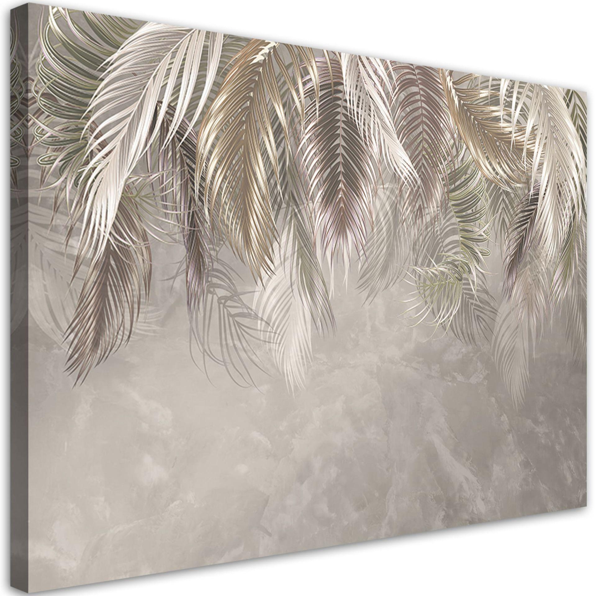 Canvasbillede, Palme blade beton 3D
