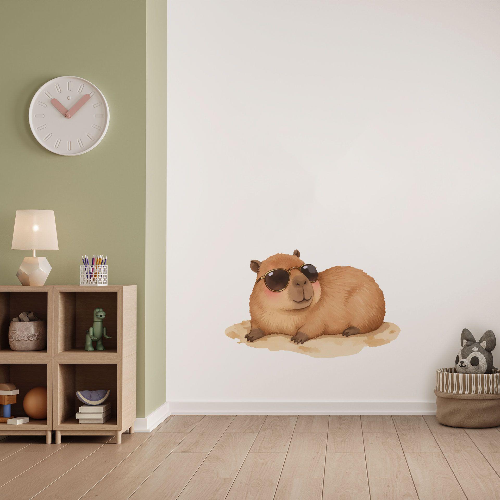Capybara Wallsticker med solbriller