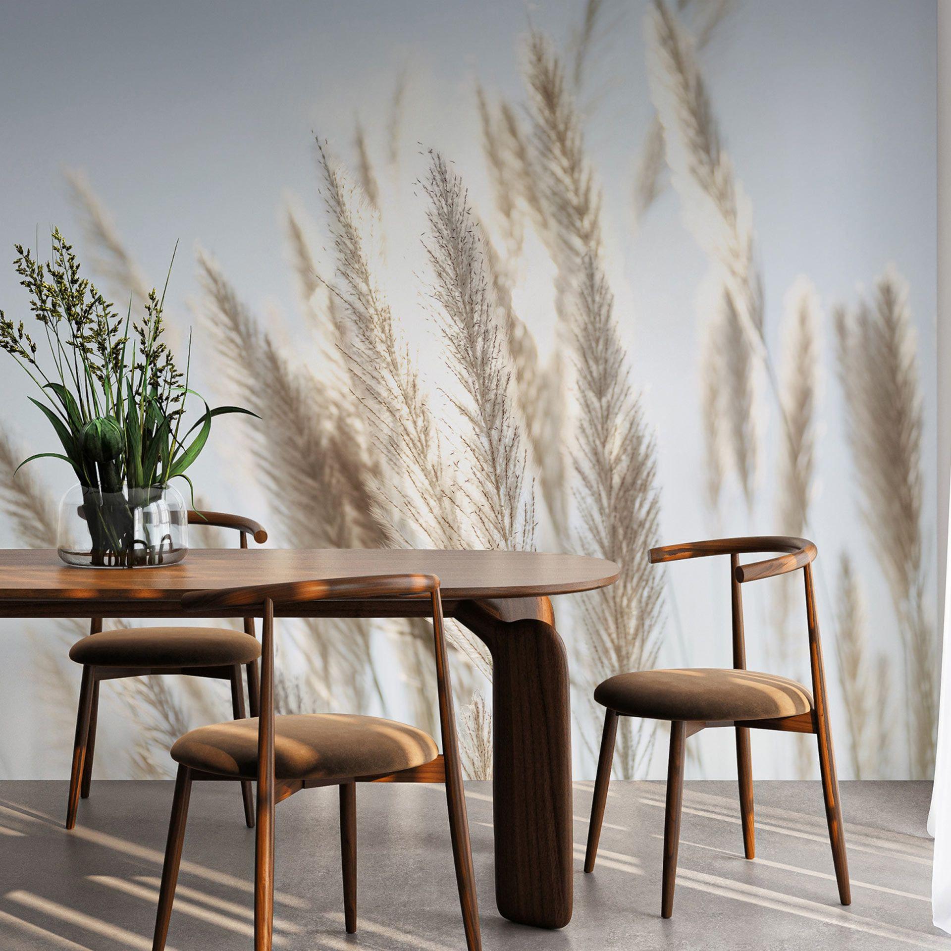 Pampas Grass Sky Beige Blue 3,75 x 2,50 m - Ikke-vævet tapet natur boho stil
