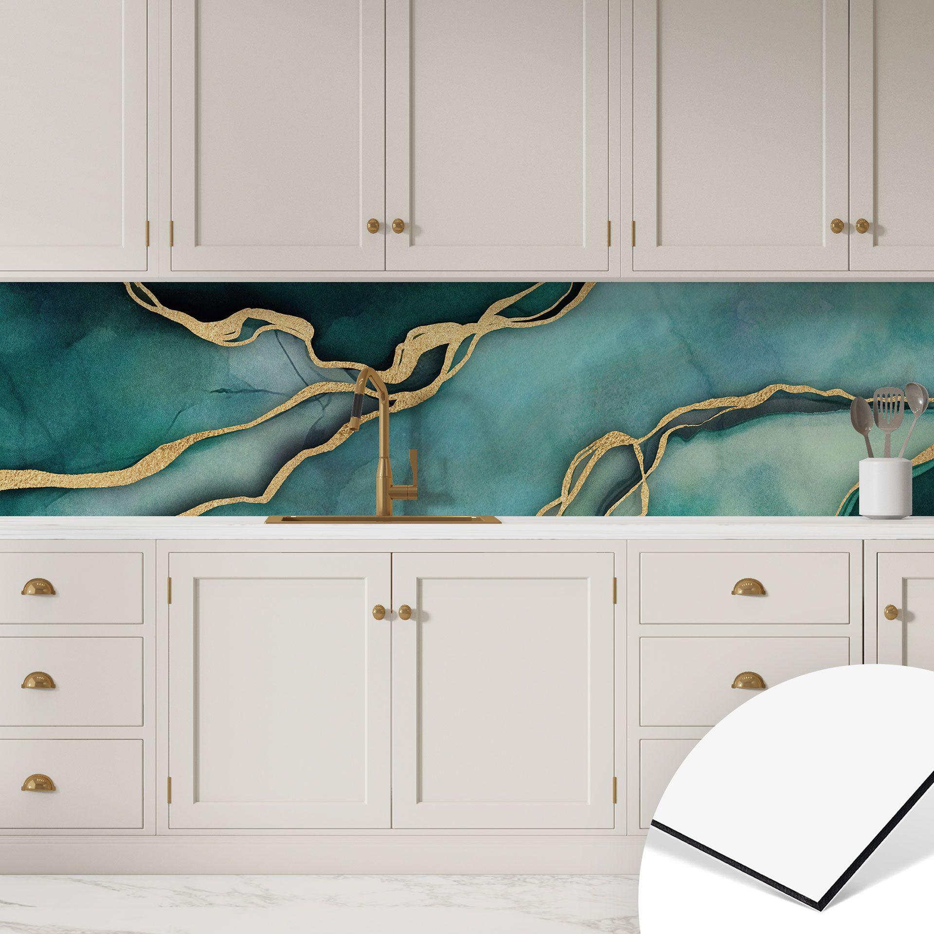 Køkken backsplash Marmor i guld-grønt - Haase